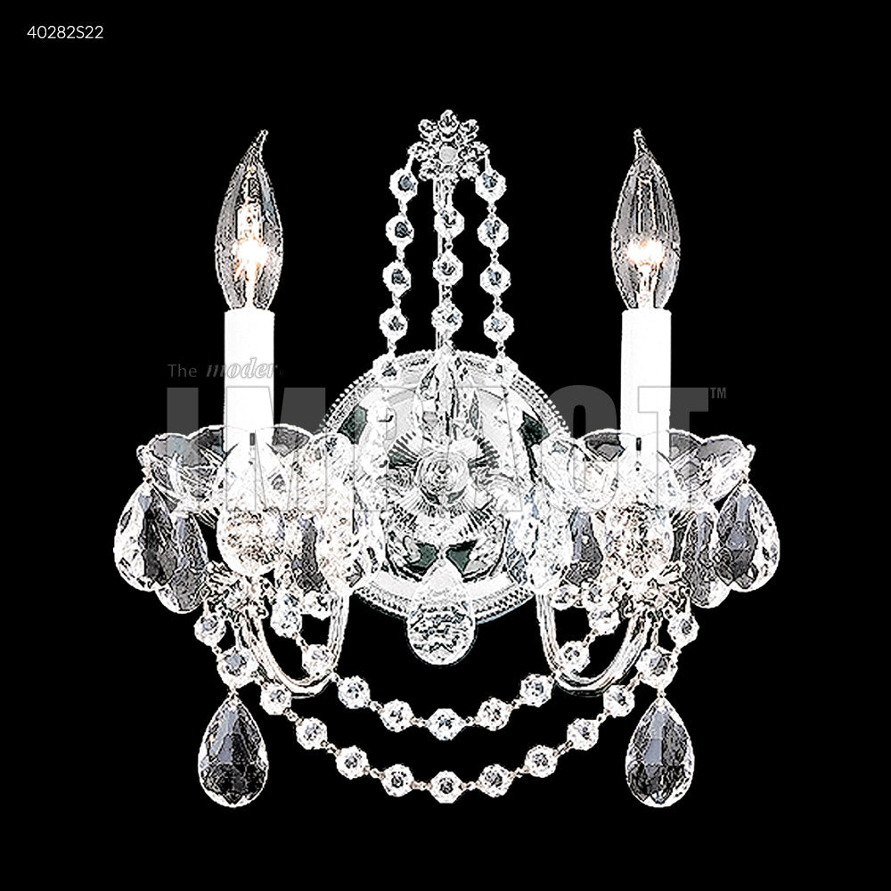 James R. Moder Regalia 2 Arm Wall Sconce in Silver - Elegant Wall Lighting Fixture for Living Room, Bedroom & Hallway Decor