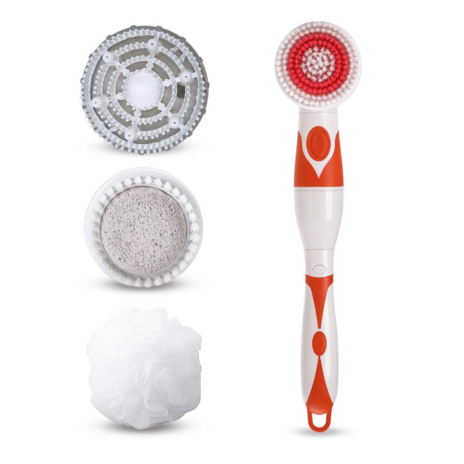 Electric Body Brush for Exfoliation & Showering - Long Handle Shower Brush, 4-in-1 Bath Scrubber for Smooth Skin & Cellulite Reduction (Grey) | Perfect for Daily Skincare Routine & Spa-like Experience at Home