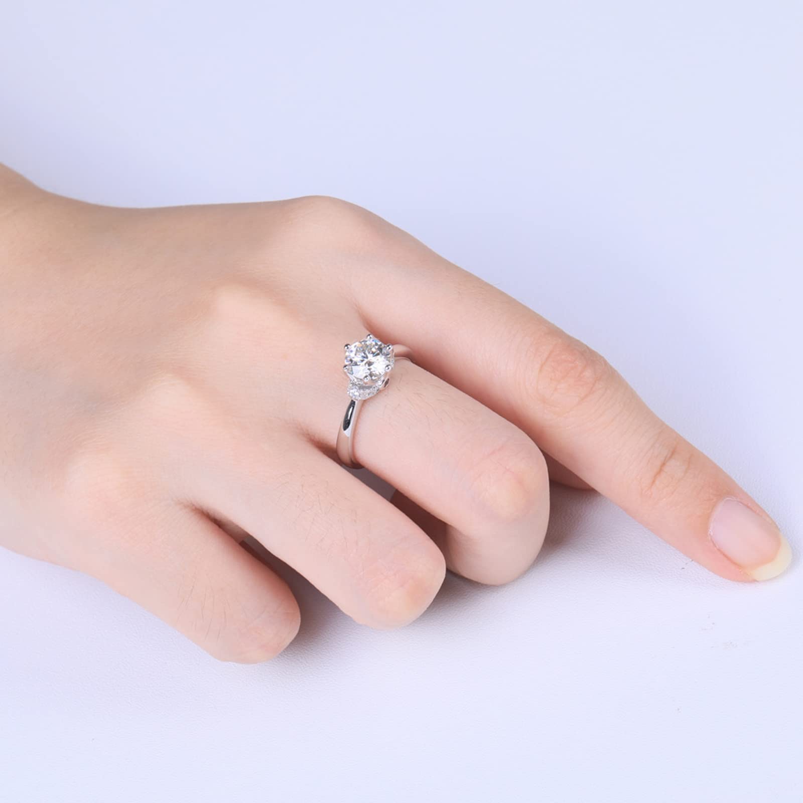 Gualiy Sterling Silver Wedding Rings & Engagement Rings – 6 Prong Crown Design with 1 Carat Moissanite for Women | Perfect for Proposals, Anniversaries & Bridal Jewelry