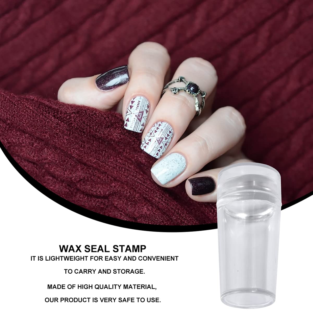 Lurrose 4-Piece Transparent Handle Silicone Nail Art Printer Set with Lid & Seal - Nail Polish Stamper, Jelly Stamper for Nail Art & Crafts - Perfect for DIY Manicures, Salon Use & Professional Nail Artists