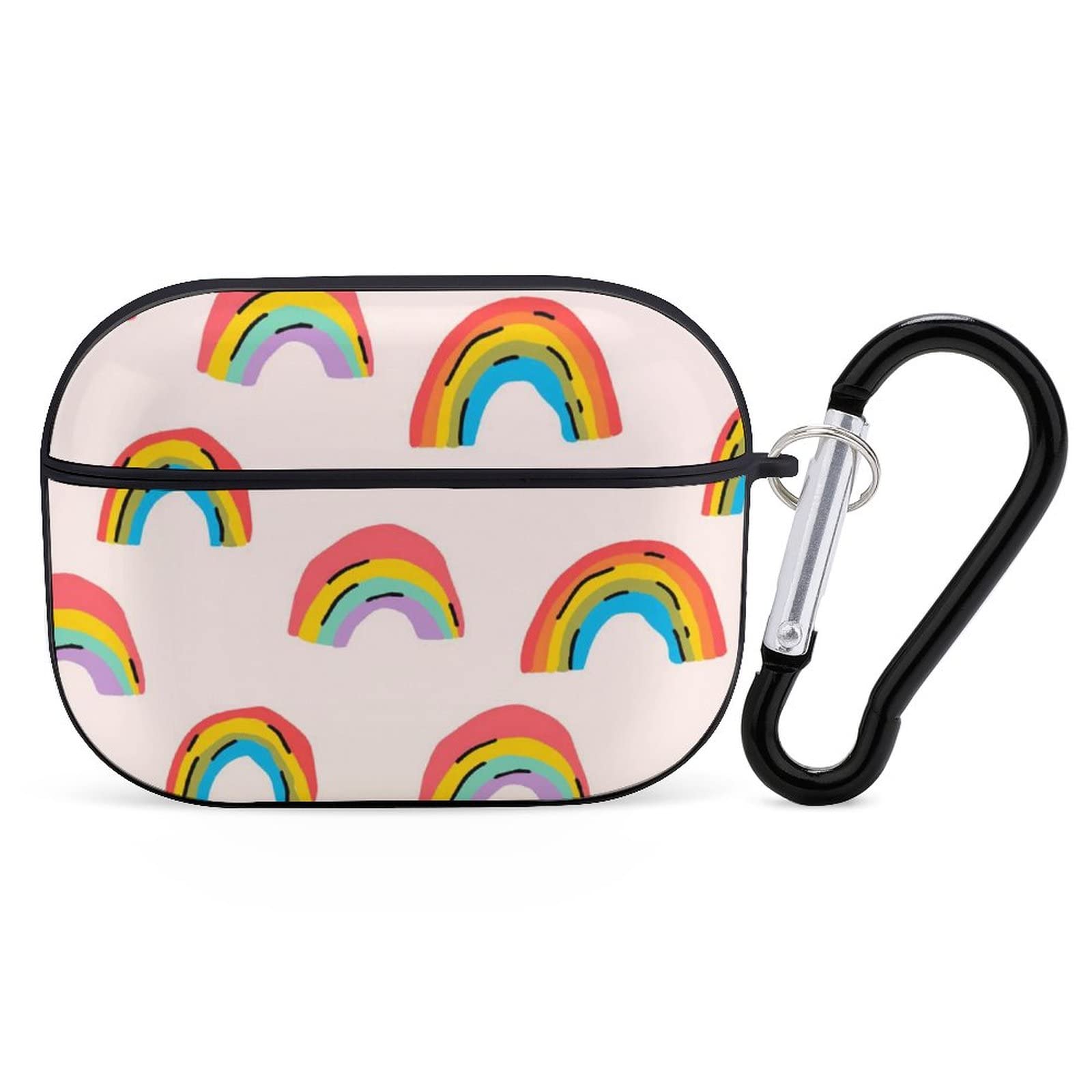 Women's AirPods Pro Case - Wireless Charging Compatible Rainbow LGBT Soft Plastic Cover with Keychain & LED Display | Shockproof Protective Skin for Gym, Travel & Daily Use