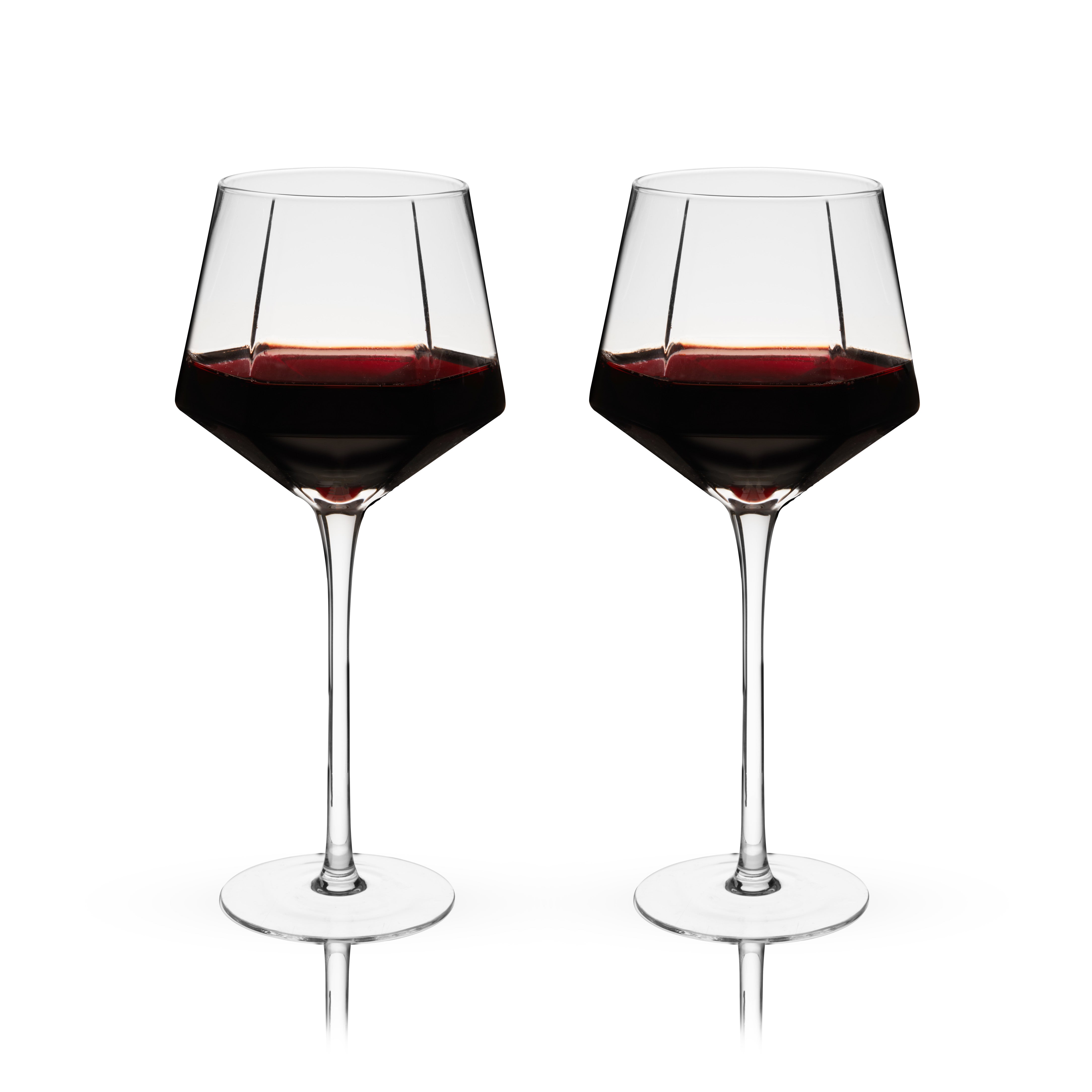 Premium Seneca Diamond Crystal Wine Glasses Set of 2 - Elegant Stemware for Red & White Wine, Champagne - Perfect for Dinner Parties, Weddings & Romantic Evenings