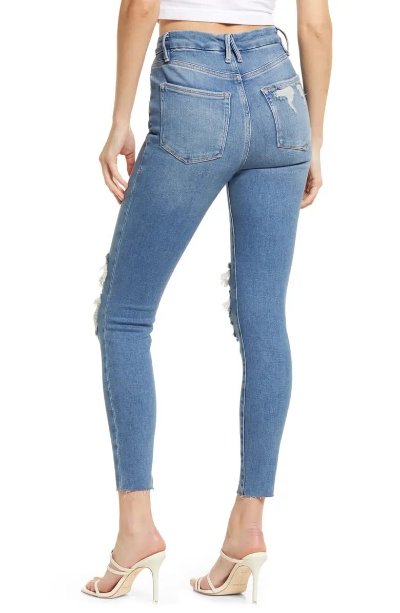 Good American Good Waist Women's High-Rise Skinny Jeans in Classic Indigo - Perfect for Casual Outfits, Date Nights & Office Wear
