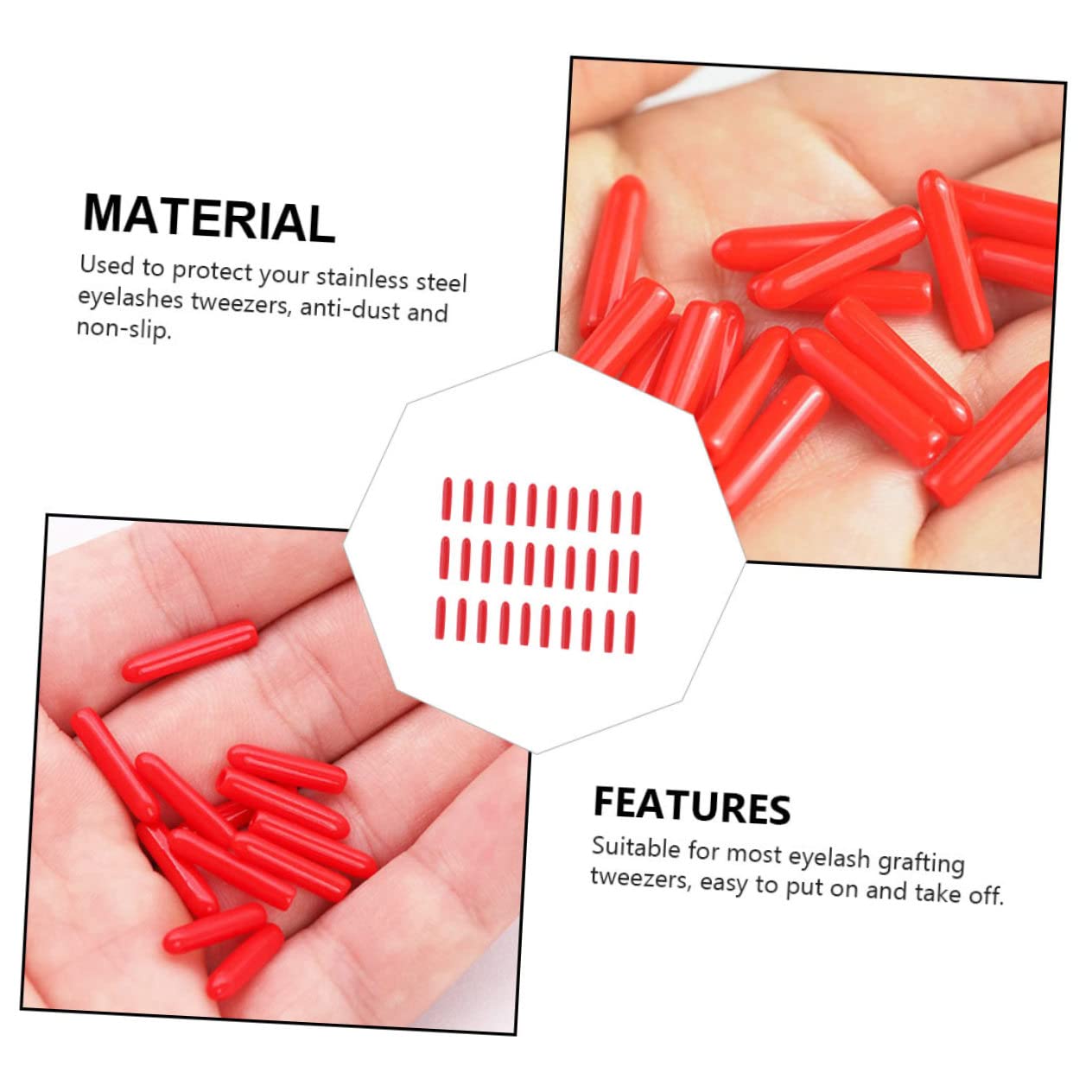 200 Pcs Red Tweezer Tip Protectors - Disposable Grafting Tweezers Caps & Eyelash Extension Covers - Perfect for Lash Clusters, Eyelash Extensions, and Beauty Salon Use