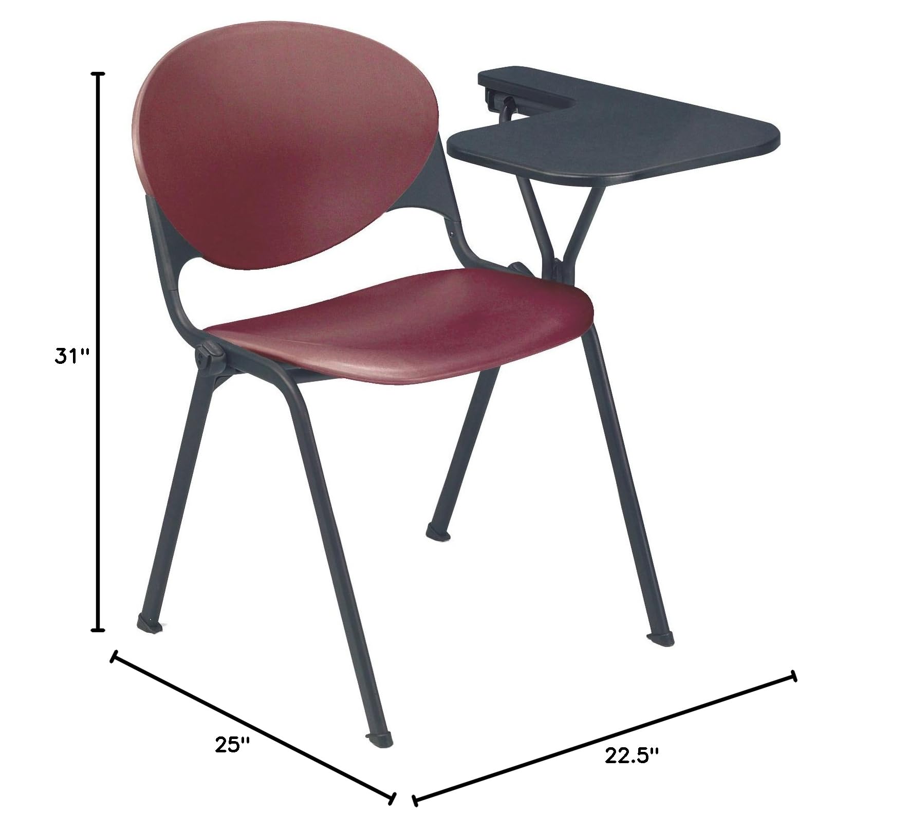 KFI 2000 Series School Chair - Left Handed Burgundy - Durable Classroom Seating for Students, Teachers & Educational Facilities