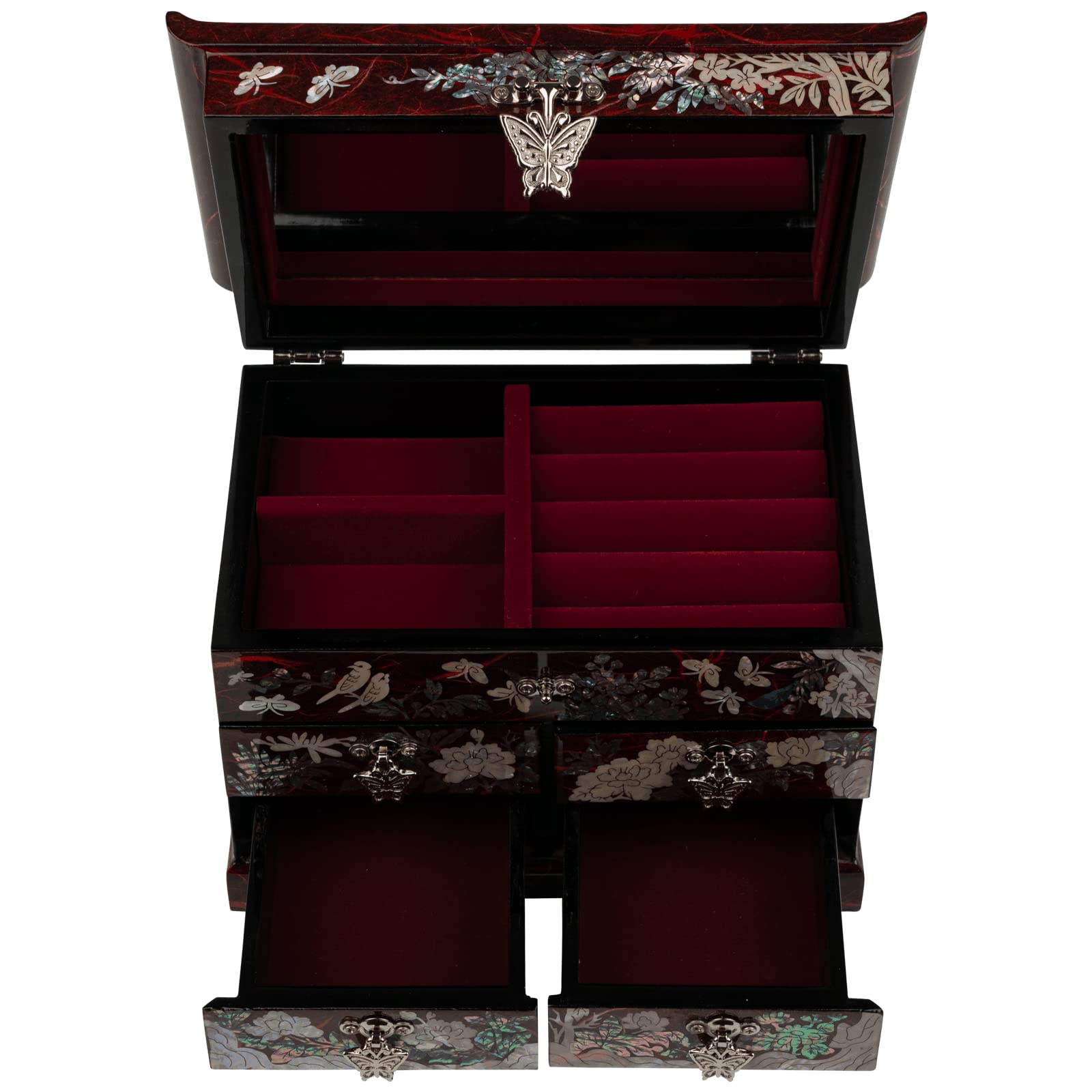 Handcrafted February Mountain Mother of Pearl Jewelry Box - Korean Traditional Design | Unique Keepsake Organizer for Women, Mom & Grandma | Perfect Gift for Christmas, Birthday & Anniversary | Elegant Storage for Necklaces, Rings & Earrings at Home or Travel