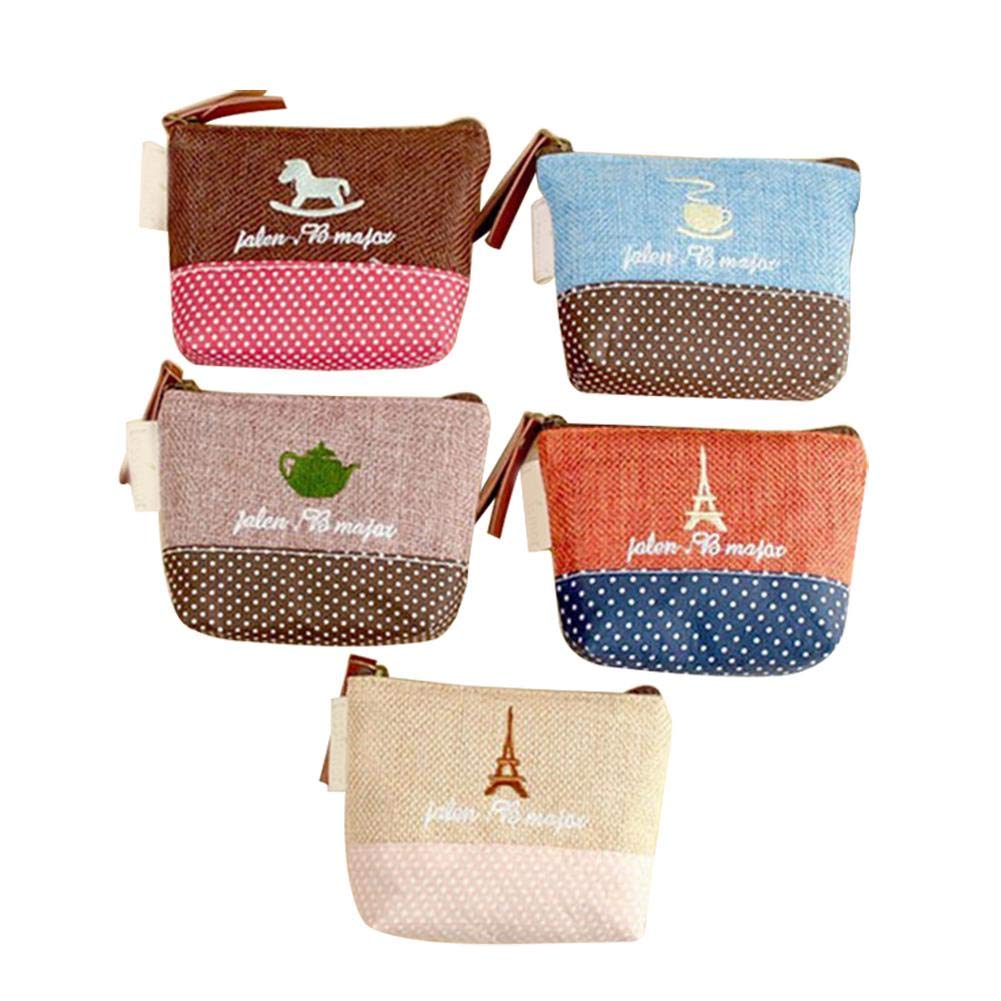 5 Pack Mini Canvas Coin Purse for Women - Small Cute Wallet Pouch Organizer for Keys, Headphones, Lipstick (119cm) - Perfect for Travel, Daily Use & Gift Giving