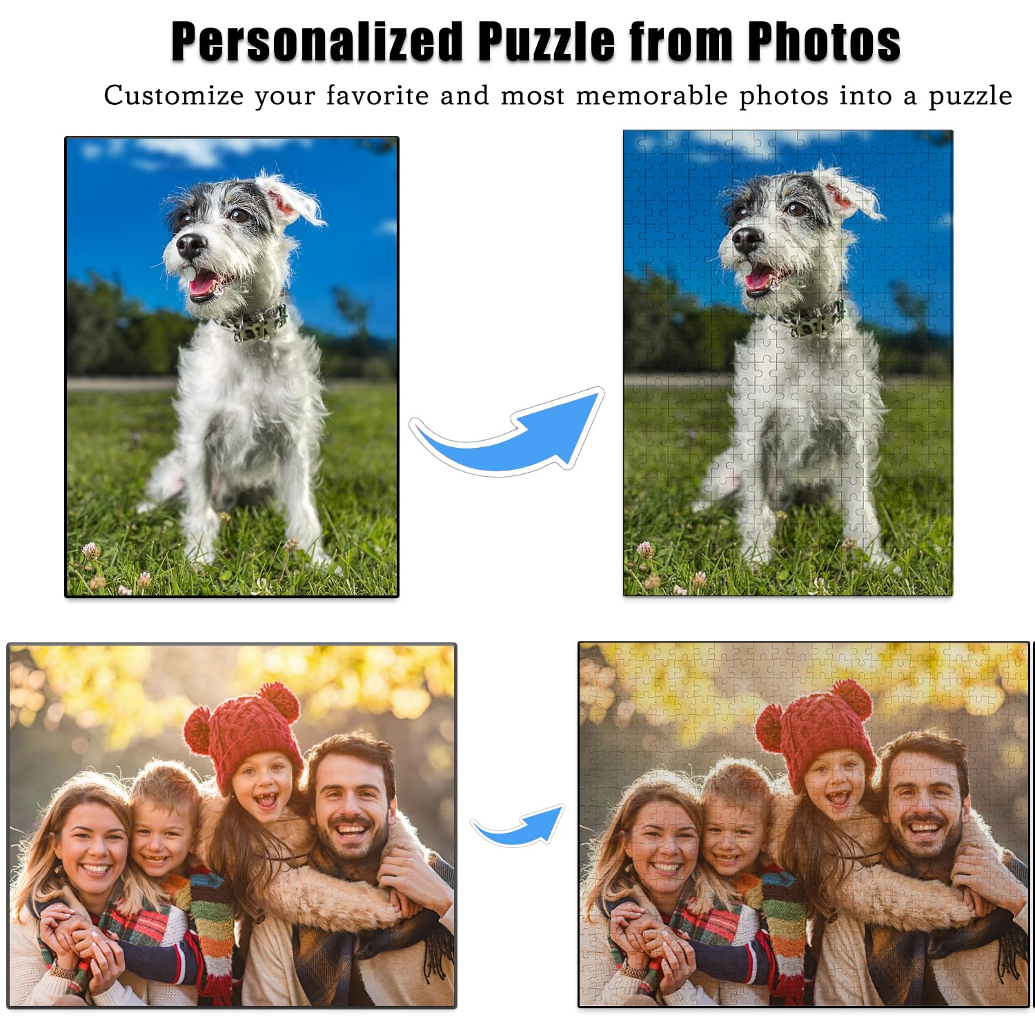Custom Photo Puzzle - Personalized 120/200/300/500/1000 Piece Jigsaw Puzzle | Unique Gift for Family, Wedding, Graduation & Pet Lovers | Perfect for Home Decor, Memory Keepsakes & Party Activities