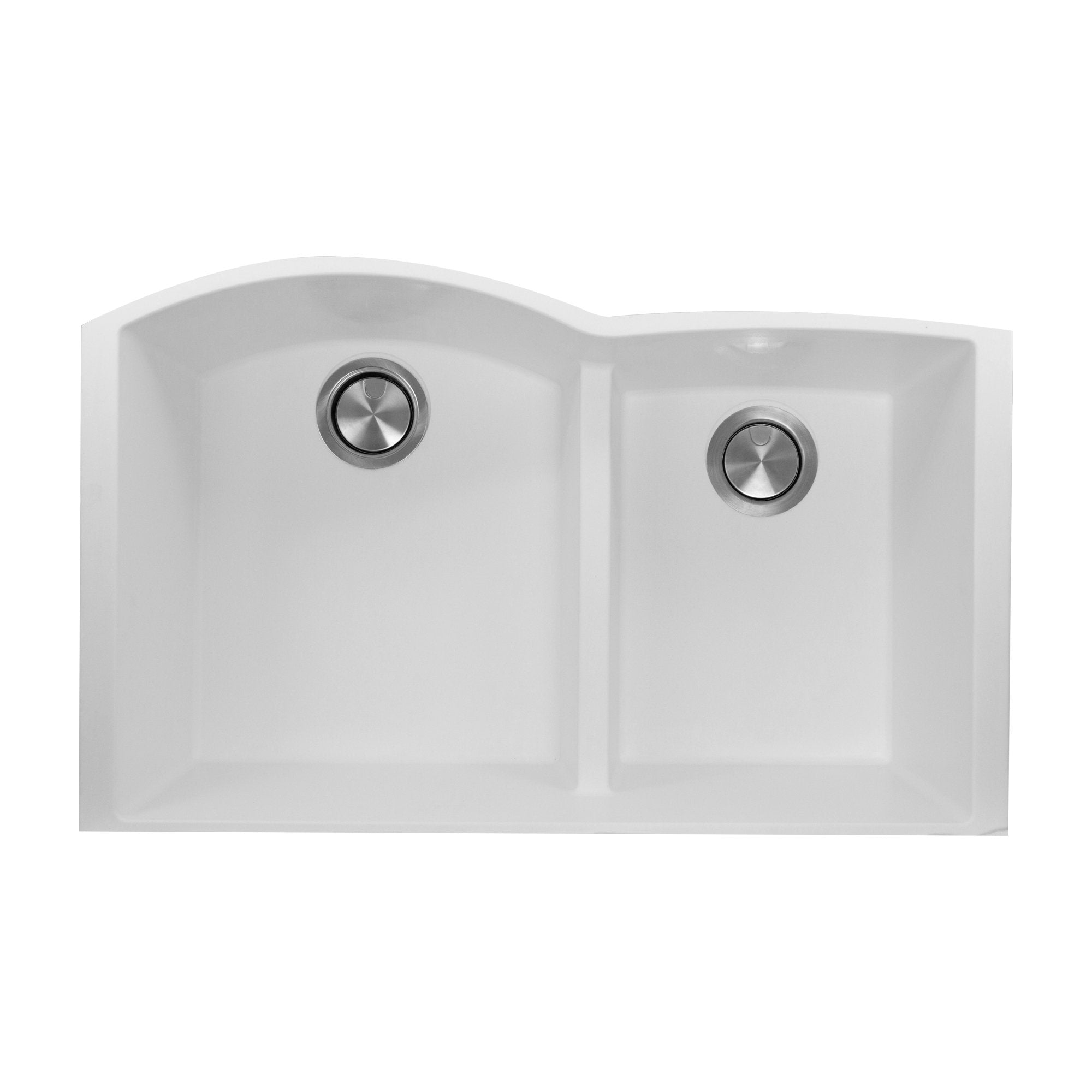 Nantucket 33 Double Bowl 60/40 Undermount Granite Composite White Kitchen Sink PR6040 W UM - Perfect for Modern Farmhouse, Coastal, and Traditional Kitchen Designs