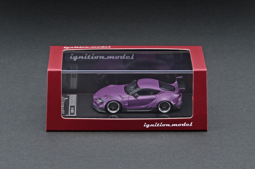 1/64 Scale PANDEM Toyota Supra A90 Diecast Model Car - Matte Purple Finish | Collectible Toy for Car Enthusiasts & Display Decor
