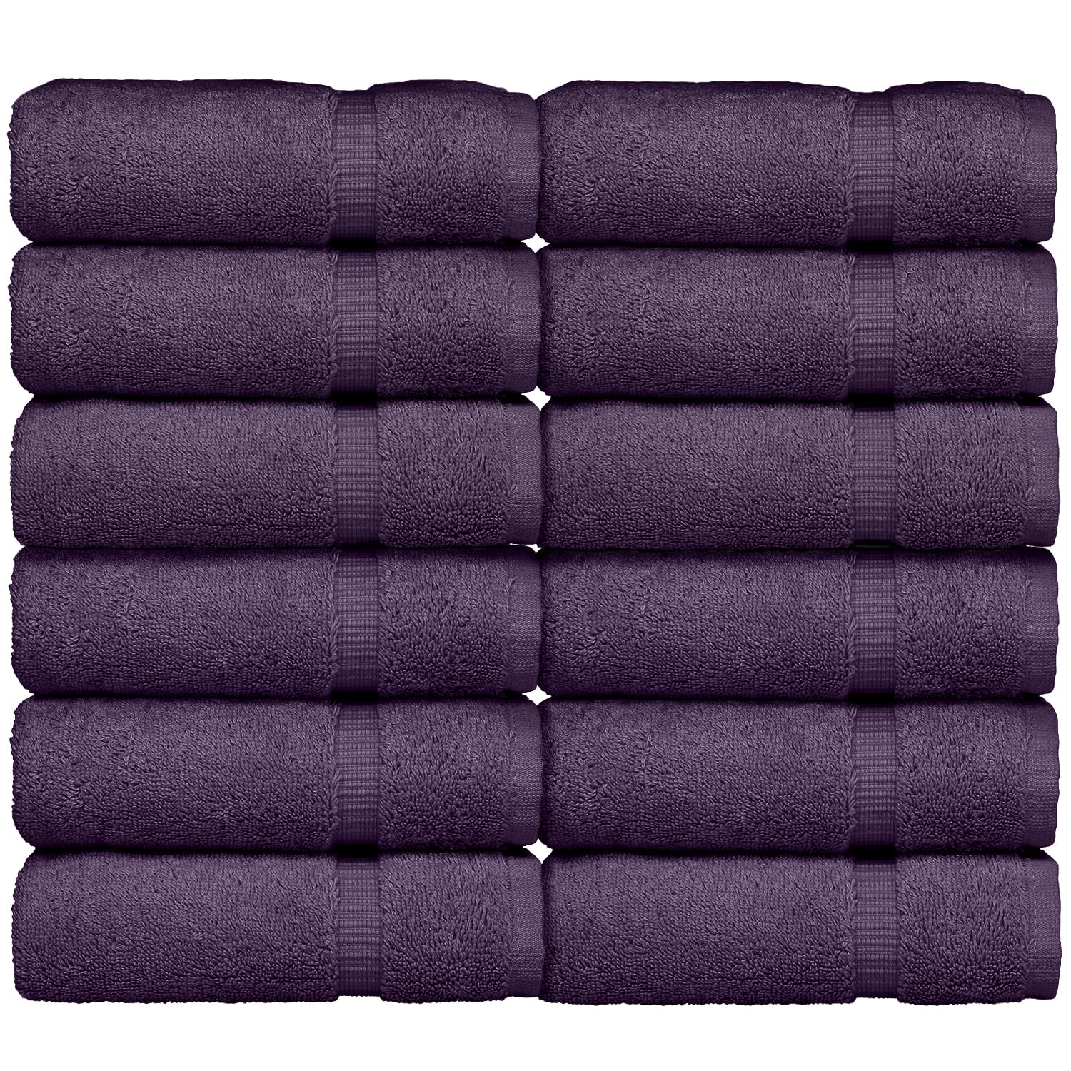 Premium 100% Turkish Cotton 700 GSM Luxury Bath Towel Set - Ultra Absorbent, Eco-Friendly, Soft & Durable - Perfect for Spa, Hotel, Gym & Home Use (Plum, 12-Piece Wash Cloth Set)