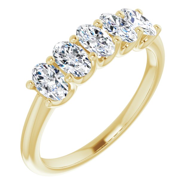1.05 Carat Oval Cut Diamond Wedding Band - 5 Stone Anniversary Ring for Women - Elegant Bridal Jewelry for Engagement, Proposal & Special Occasions