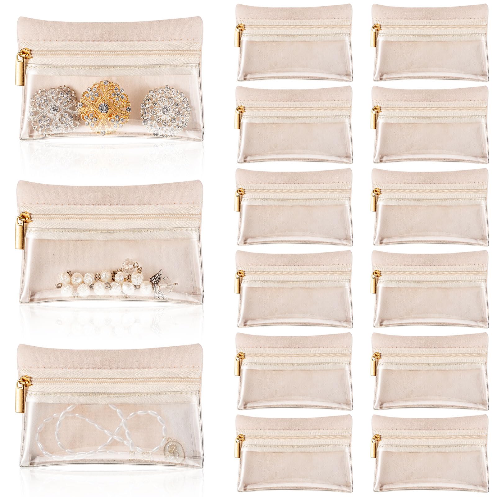 Uiifan Travel Jewelry Organizer - Flannel Jewelry Storage Bags with Zipper Pockets, Portable Jewelry Pouch for Women & Girls (Perfect for Travel, Vacation, and Daily Jewelry Organization)