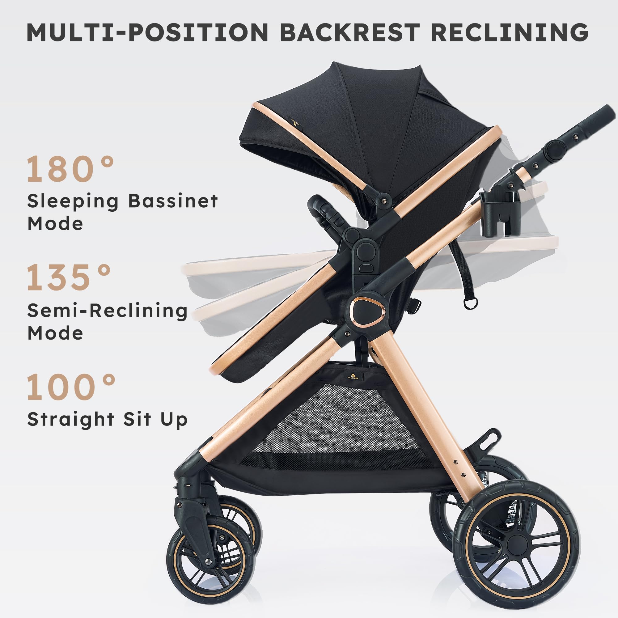 2 in 1 Baby Stroller & Convertible Bassinet Pushchair for Newborns to Toddlers 0-36 Months - Lightweight Travel Stroller for Shopping, Park Walks & Airplane Travel