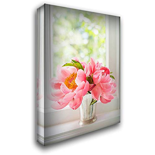 Karyn Millet 16x24 Gallery Wrapped Canvas Art - Peonies in Vase II Floral Painting, Hand Stretched Ready to Hang Wall Decor for Living Room, Bedroom & Office