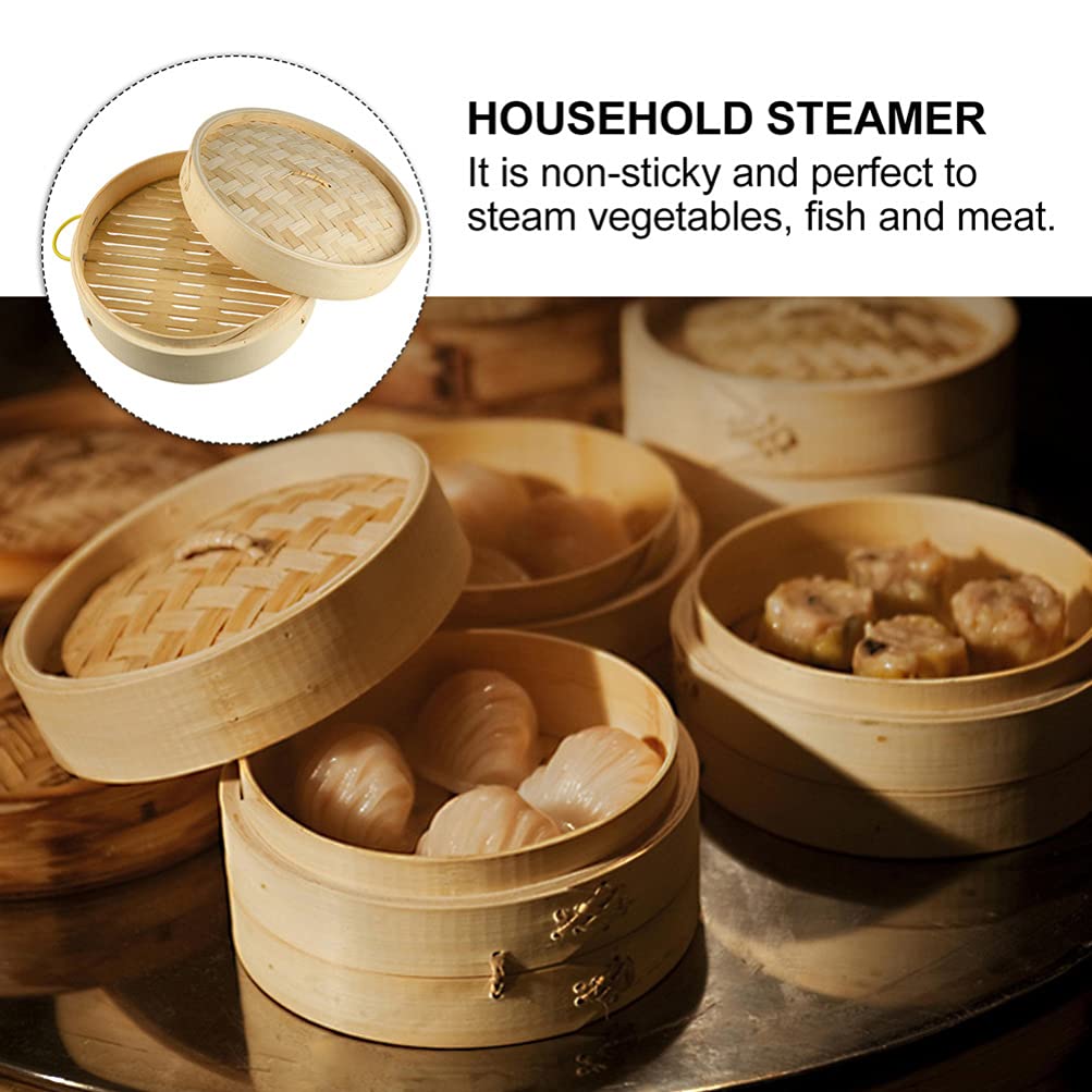DOITOOL Asian Bamboo Steamer Basket - 3-Layer Dumpling Steamer for Buns, Rice & Dim Sum - Perfect for Home Cooking, Meal Prep & Asian Cuisine