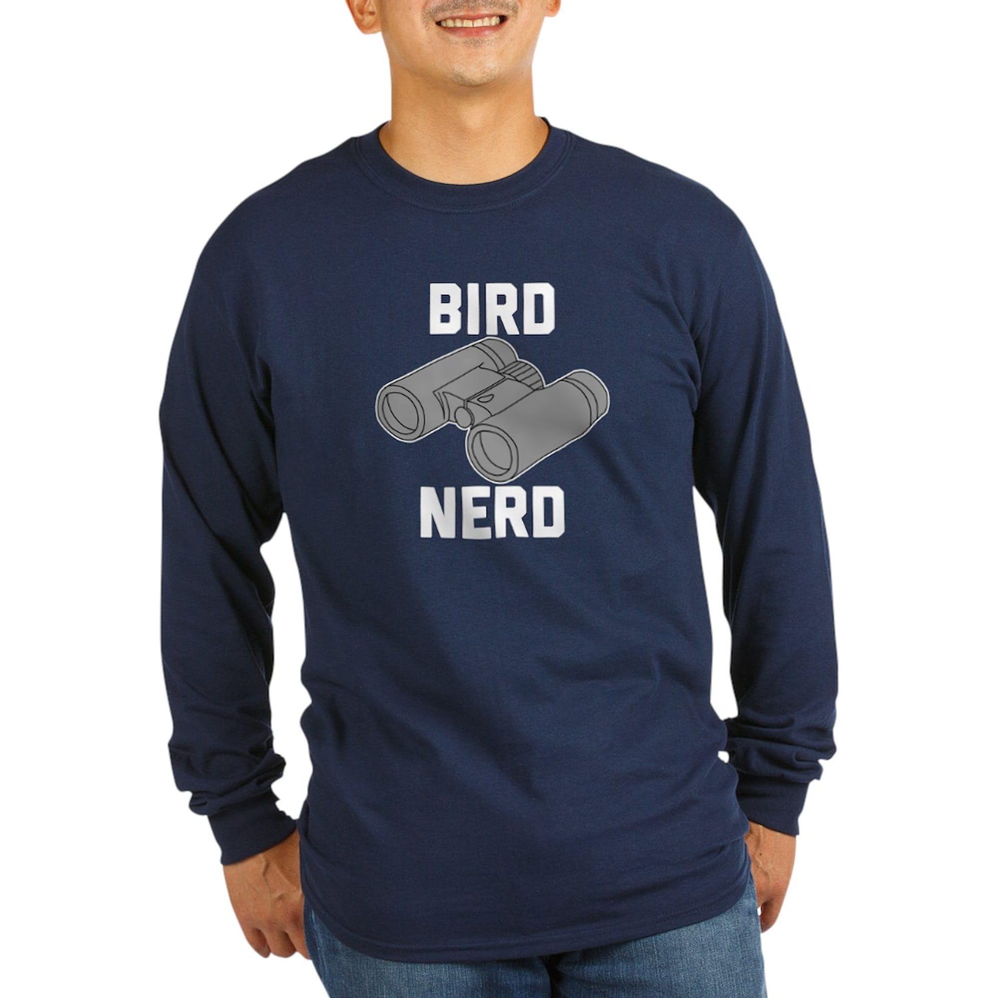 Bird Nerd Long Sleeve Dark T-Shirt for Men - Comfortable Crewneck Tee for Bird Watching & Outdoor Activities