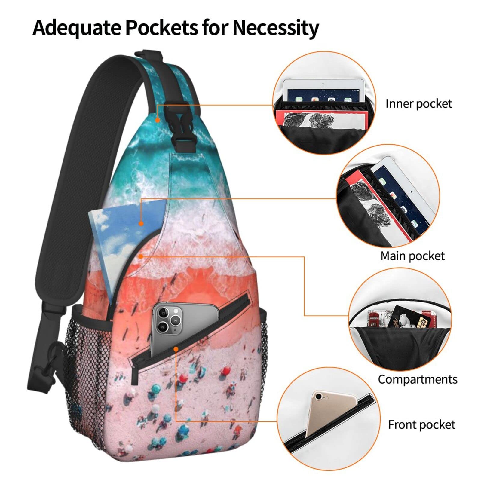 ASYG Beach Sling Bag Crossbody Chest Daypack Casual Backpack Hawaiian Shoulder Bag For Travel Hiking Beach - Perfect for Outdoor Adventures, Gym, Shopping and Daily Use