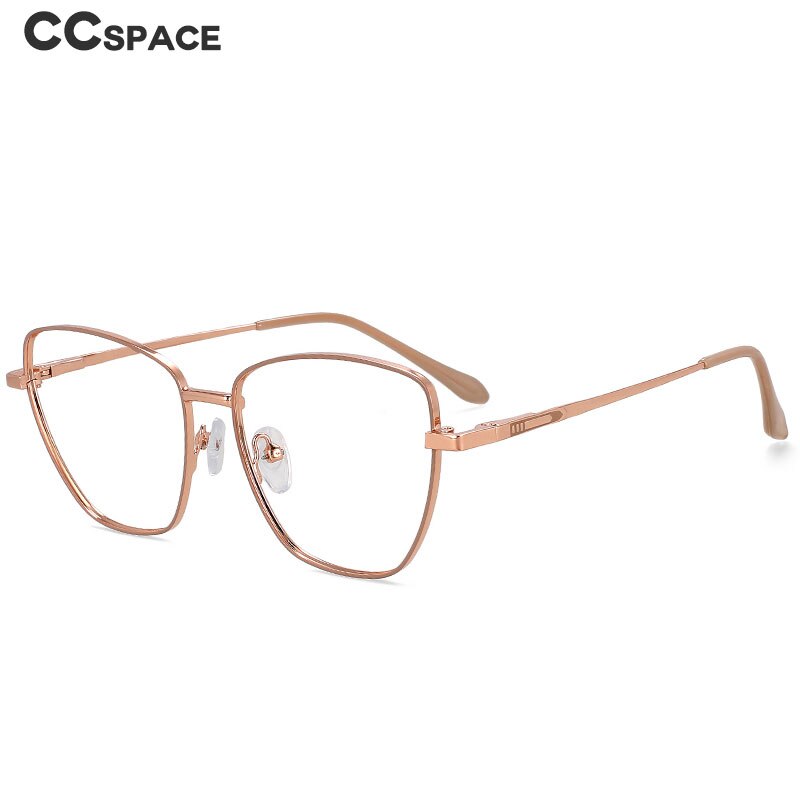 CCspace Unisex Full Rim Square Cat Eye Alloy Eyeglasses Frame 55899 - Stylish Retro Glasses for Men & Women - Perfect for Office, Reading, and Fashion Accessories