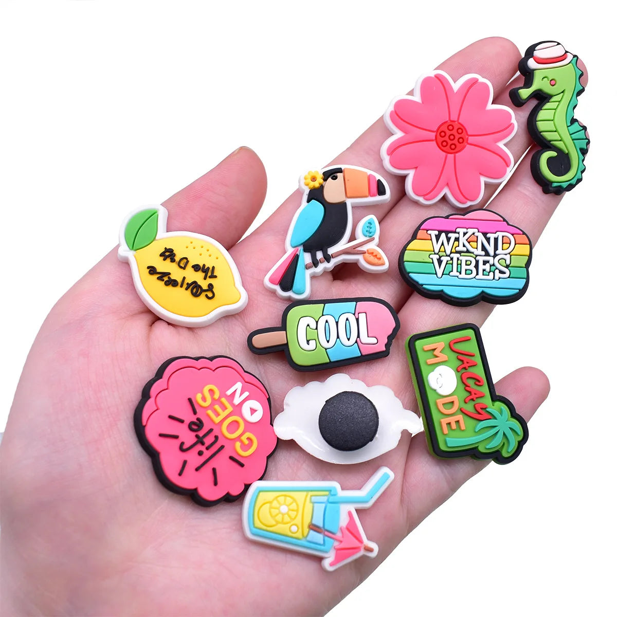 1Pcs PVC Summer Beach Ice Cream Cactus Shoe Charms for Crocs - Cute Shoe Accessories & DIY Decorations - Fits Crocs Shoes & Wristbands - Perfect for Beach Parties, Pool Days & Summer Fashion