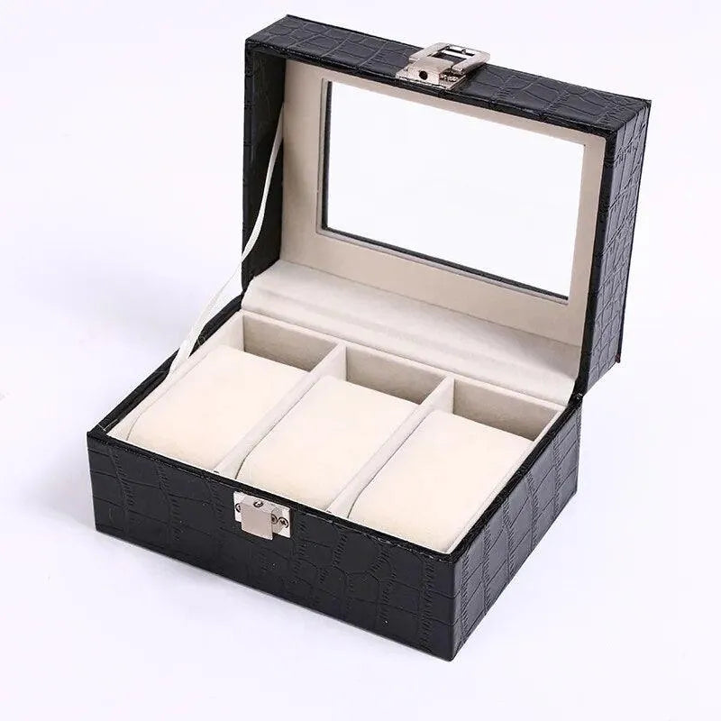 2/3/4/5/6/10/12/18/20 Grids PU Leather Watch Box Organizer - Black Watch Display Case & Storage Box for Men & Women - Perfect Gift for Watch Collectors & Jewelry Organization (Home, Office, Travel)