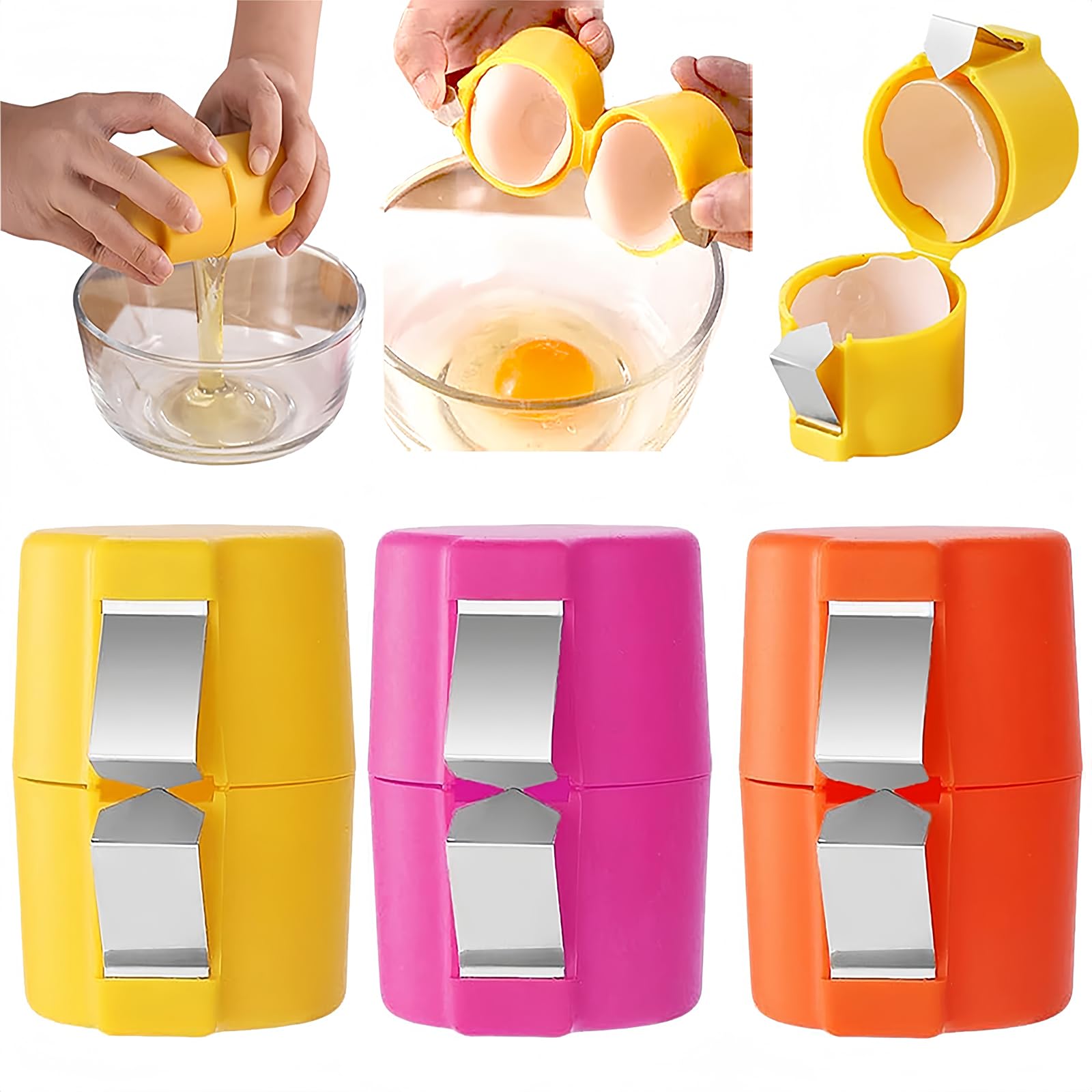 3 PCS Premium Egg Shell Opener - Quick & Easy Egg Cracker & Peeler Tool for Raw Eggs - Kitchen Gadgets for Fast Egg Breaking, Slicing & Separating - Perfect for Baking, Cooking & Meal Prep