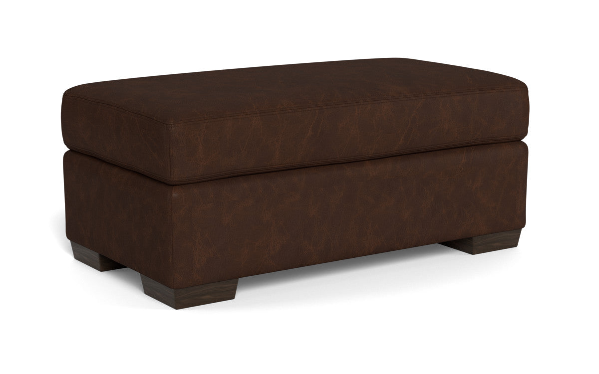 Premium Leather Ottoman with Storage - Modern Footrest & Extra Seating for Living Room, Bedroom, or Office - Brown Genuine Leather Bench with Tufted Design
