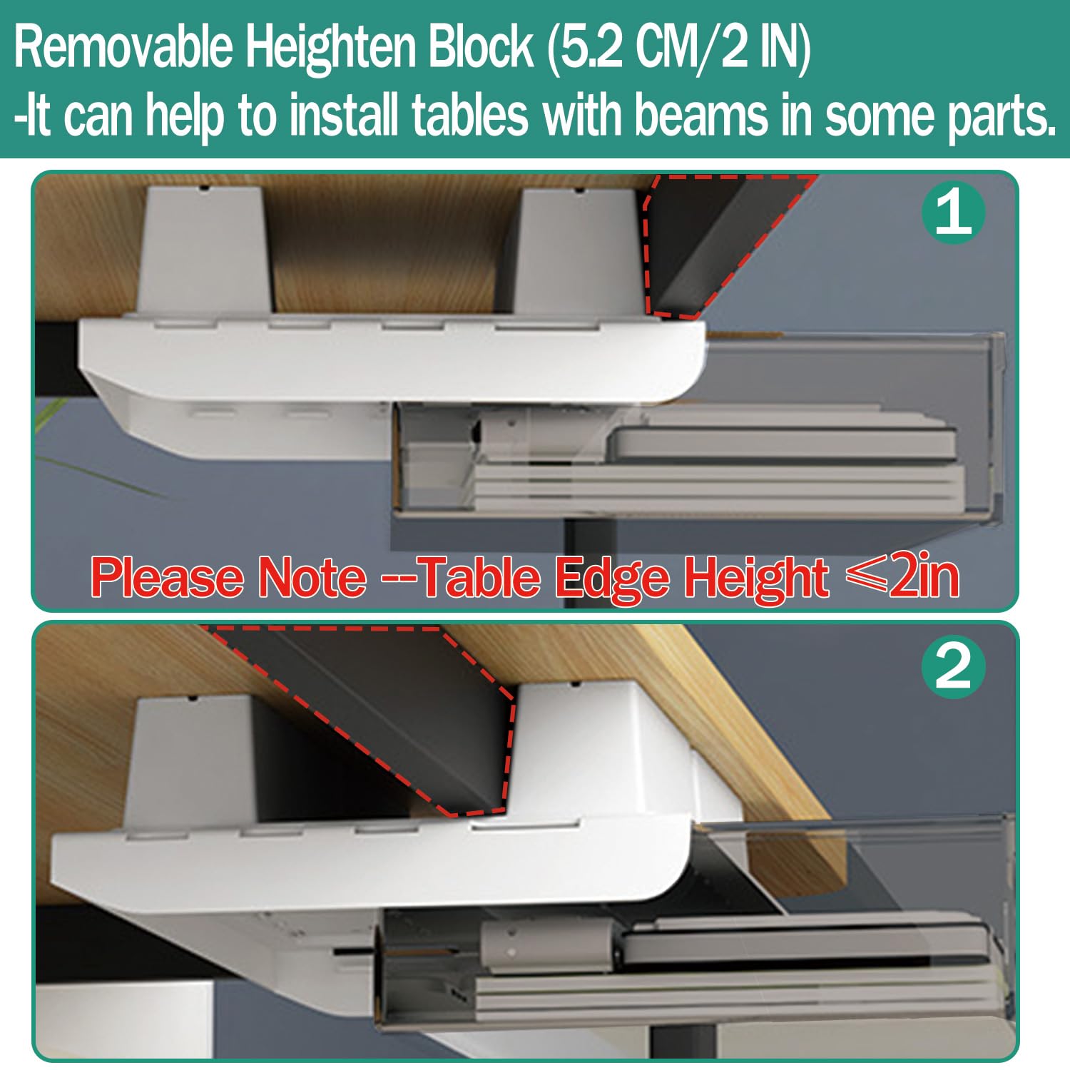 Upgrade Under Desk Drawer with Lip - Attachable Plastic Office Organizer, Hidden Slide-Out Storage Tray for Pens, Pencils & Supplies | Perfect for Home Office, Workspace & Study Desk Organization