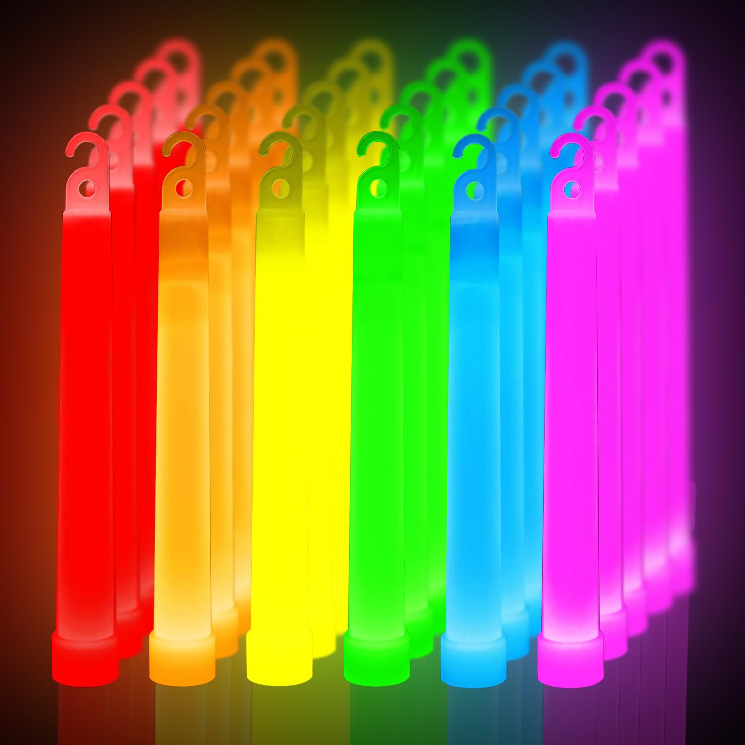 24 Pack Glow Sticks Bulk - 8 Inch Bright Party Glow Sticks for Night Parties, Raves, Concerts & Halloween (Multi-Color) | Glow in The Dark Party Supplies for Kids & Adults