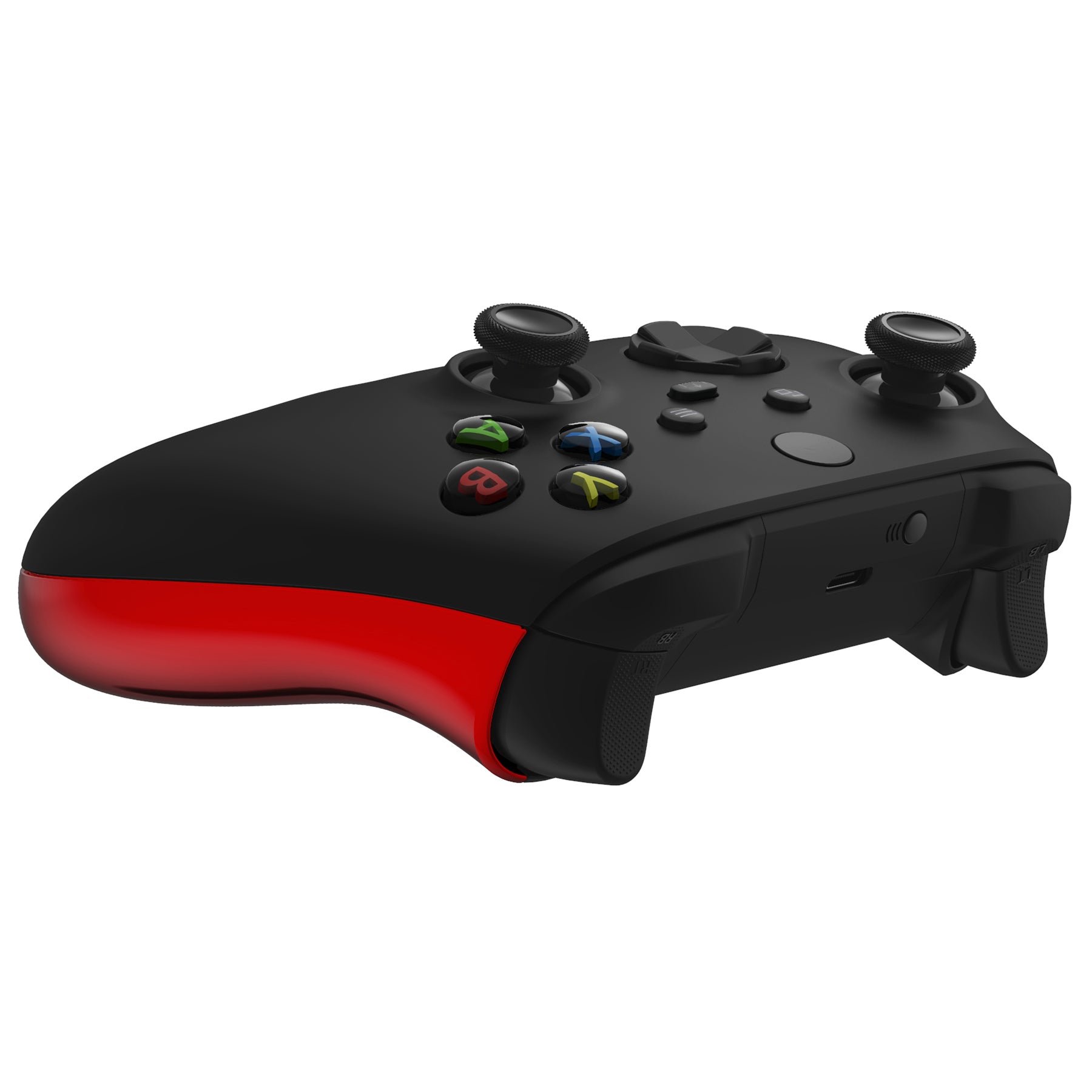 eXtremeRate Chrome Red Back Panels & Non-Slip Side Rails for Xbox Series X/S Controller - Replacement Parts for Enhanced Gaming Comfort (Controller Not Included) - Perfect for Competitive Gaming & Long Play Sessions