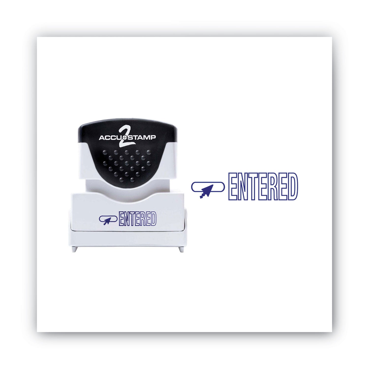 ACCUSTAMP2® Pre-Inked Shutter Stamp - Blue 'ENTERED' Text, 1.63 x 0.5 Inch - Perfect for Office Mail, Document Signing & Business Correspondence