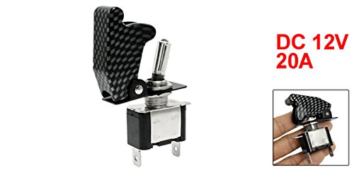 Uxcell 12V Red LED Toggle Switch SPST ON/Off for Cars, Boats, RVs - Carbon Fiber Auto Light Control for Dashboard, Marine & Off-Road Vehicles