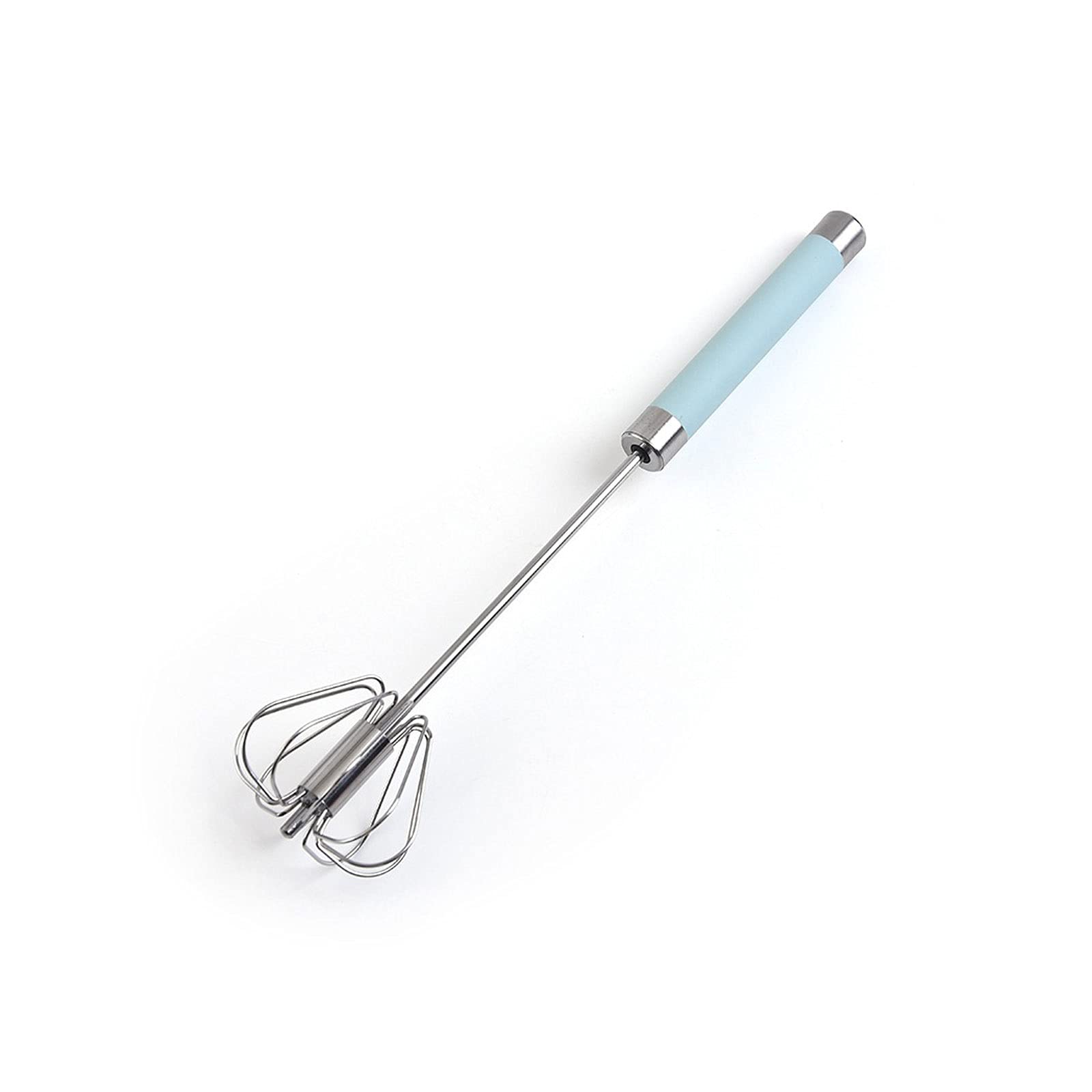 WOCOYO 304 Stainless Steel Semi-Automatic Egg Beater - Manual Hand Mixer with Self-Turning Design - Durable Kitchen Whisk for Baking, Cooking & Mixing Eggs (Blue, Large) - Perfect for Home Bakers, Professional Chefs & DIY Dessert Makers