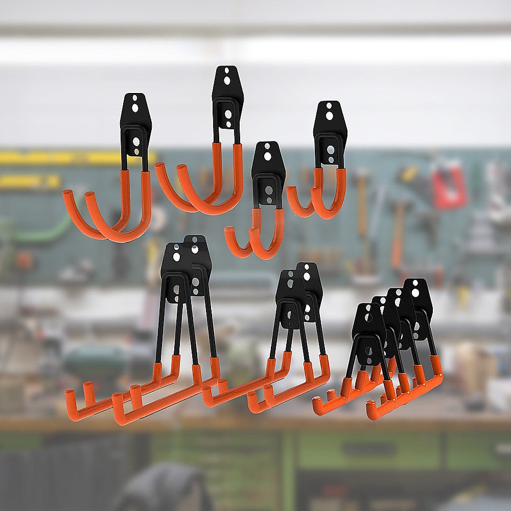 12 Pack Heavy Duty Steel Wall Mount Garage Hooks - Tool Storage Organizer for Workshop, Garage, Shed & Home Organization