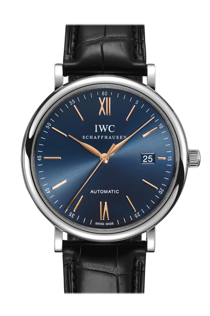 IWC Portofino Automatic Watch 40mm Blue Dial Leather Strap IW356523 - Luxury Dress Watch for Men, Business & Formal Occasions