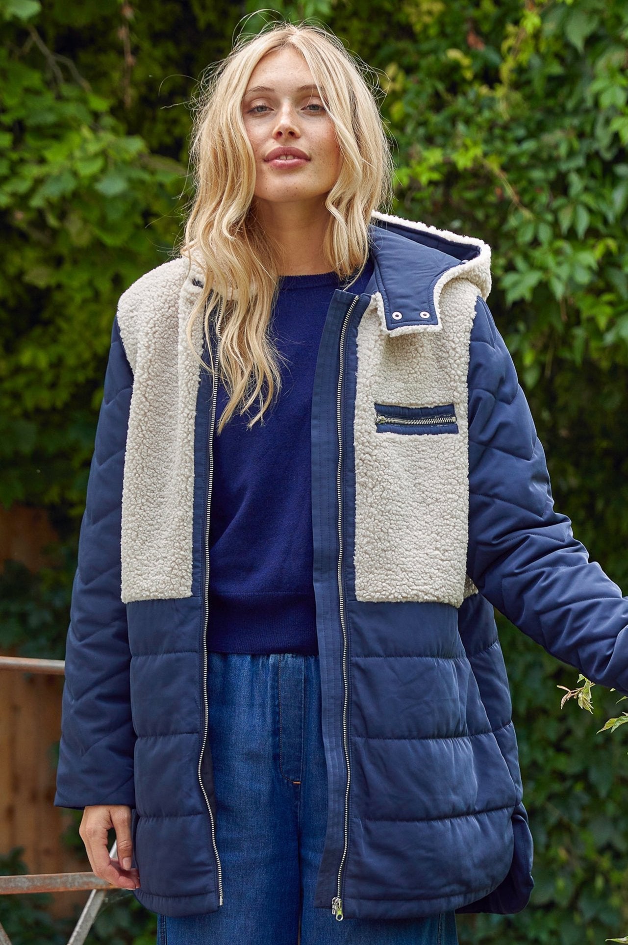 Petra Coat for Women - Navy & Taupe Waterproof Winter Jacket - Warm Windproof Outerwear for Cold Weather, Hiking & Outdoor Activities