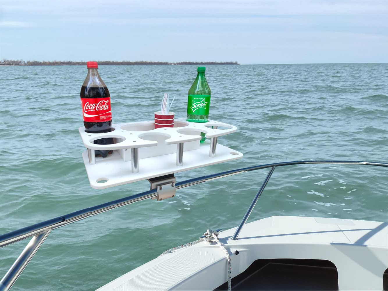 Brocraft Boat Drink Bar - Square Rail & Rail Mount Boat Table Caddy Organizer - Marine Food & Cocktail Holder - Perfect for Boat Parties, Fishing Trips & Water Adventures