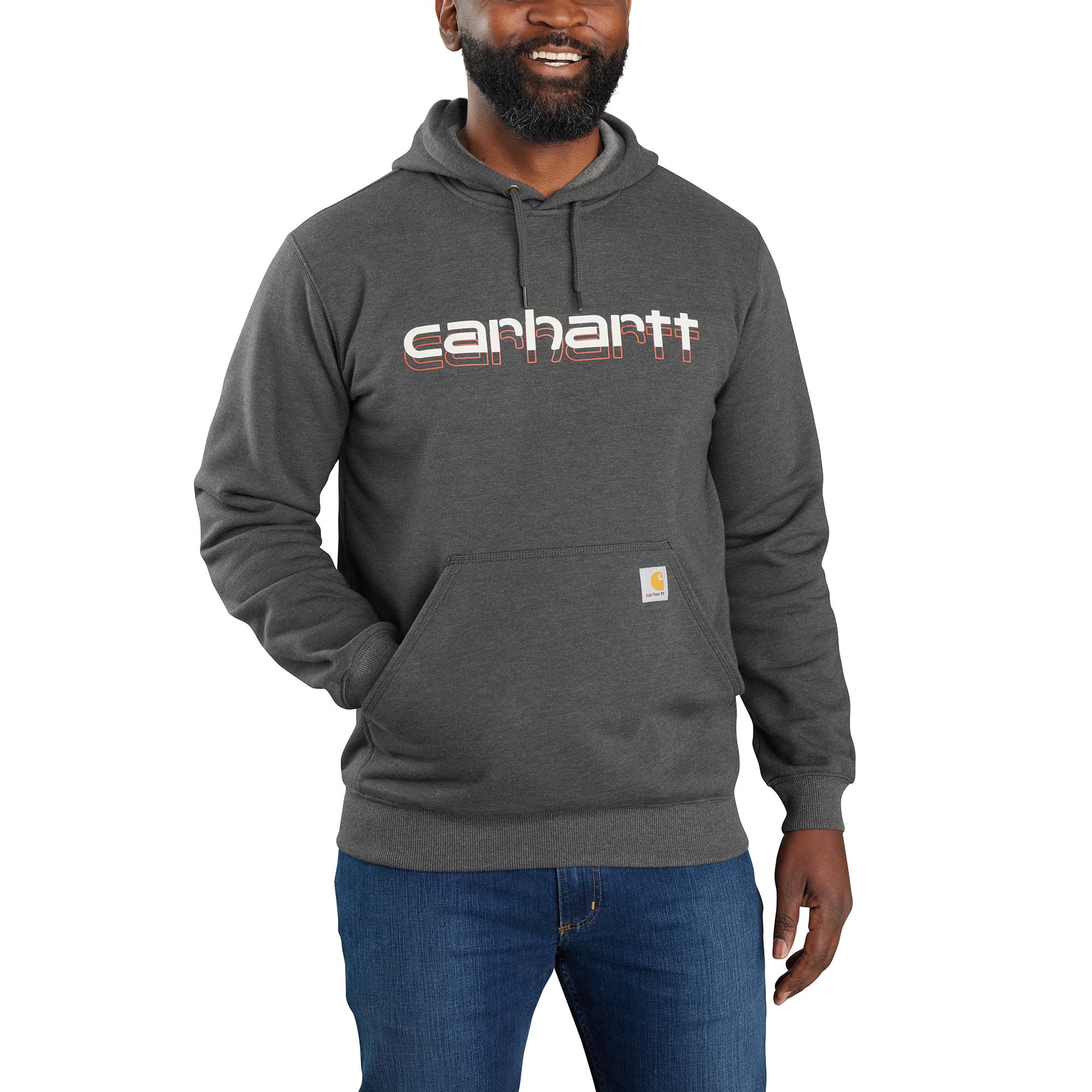 Carhartt Men's Rain Defender® Logo Graphic Hooded Sweatshirt - Water-Resistant, Warm Pullover for Outdoor Work & Casual Wear