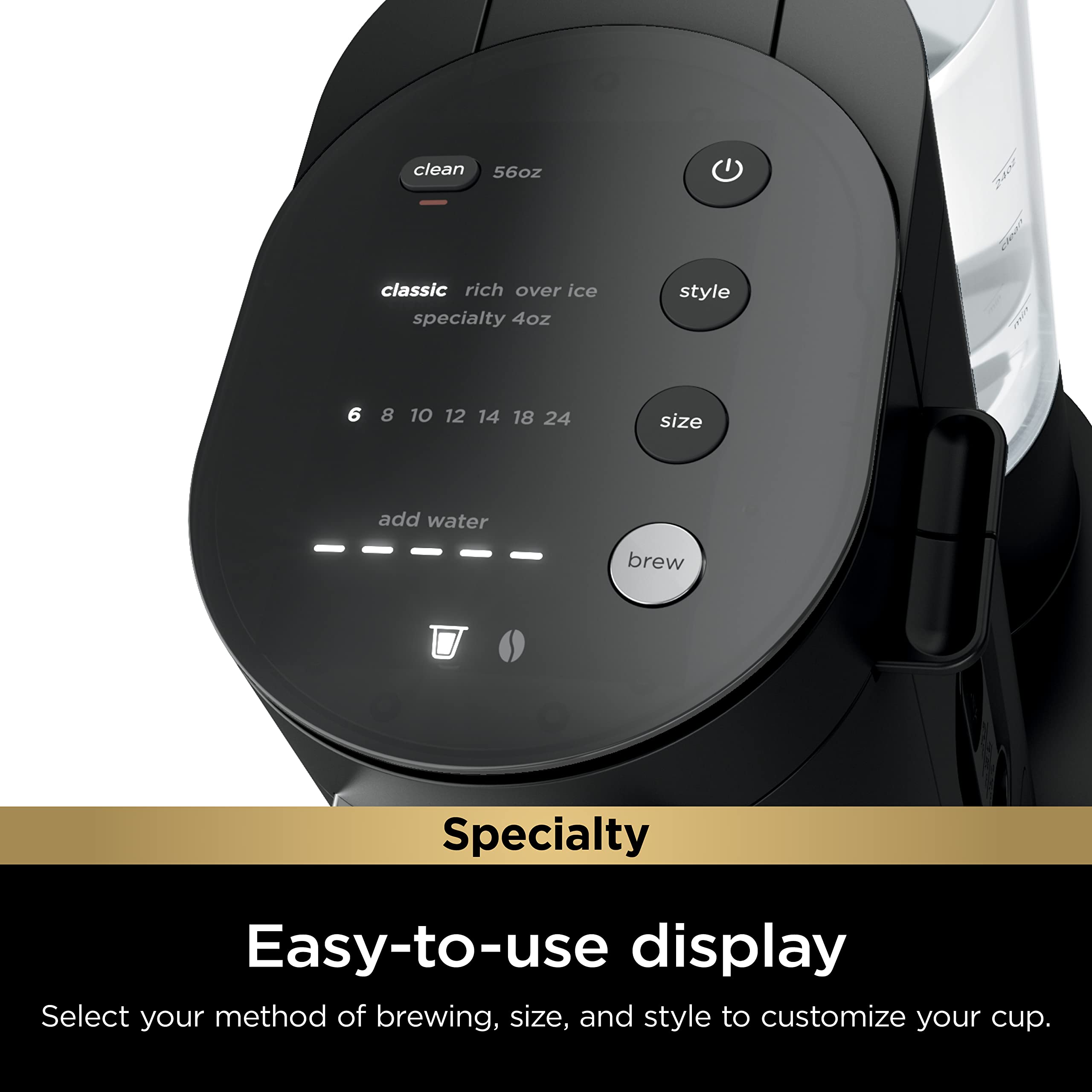 Ninja Specialty Single-Serve Coffee Maker with Built-In Milk Frother - K-Cup Pod & Ground Coffee Compatible - Compact Design for Small Spaces - 56oz Water Reservoir - Brews 6oz to 24oz Cups - Perfect for Home, Office & Dorm Use - Black (Model PB051)