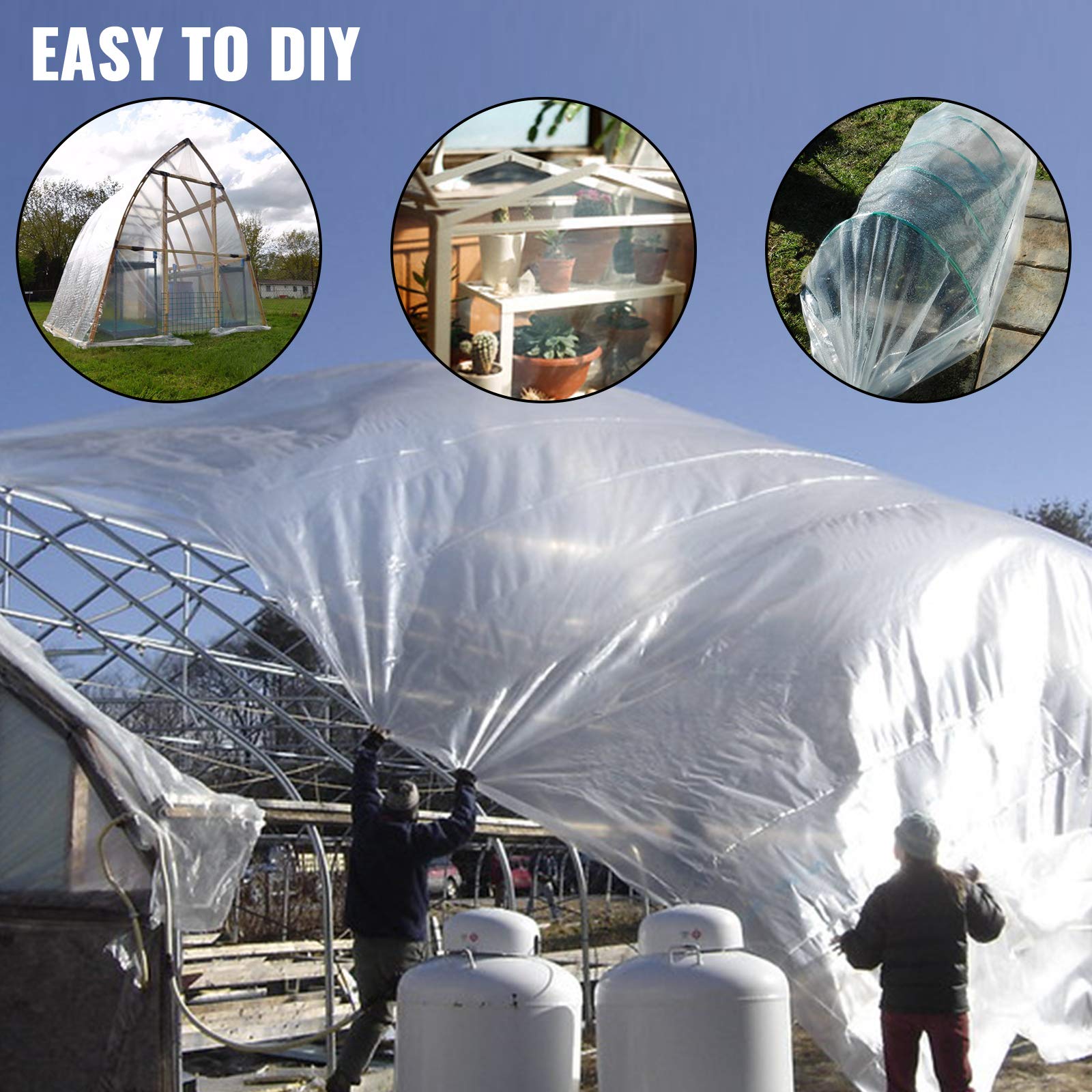 **Happybuy 16x28 ft Greenhouse Plastic Film - 6 Mil UV Resistant Polyethylene Cover for Plant Protection & Temperature Control - Ideal for Backyard Gardens, Nurseries & DIY Greenhouses**