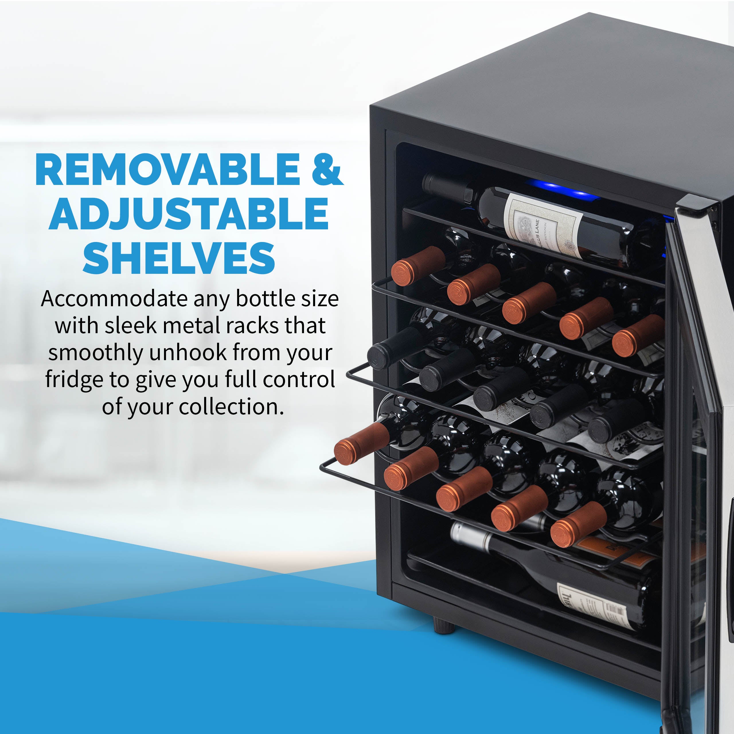 Newair® 23 Bottle 18.9 Stainless Steel Freestanding Wine Cooler Refrigerator - Perfect for Home Bars, Restaurants, and Wine Cellars