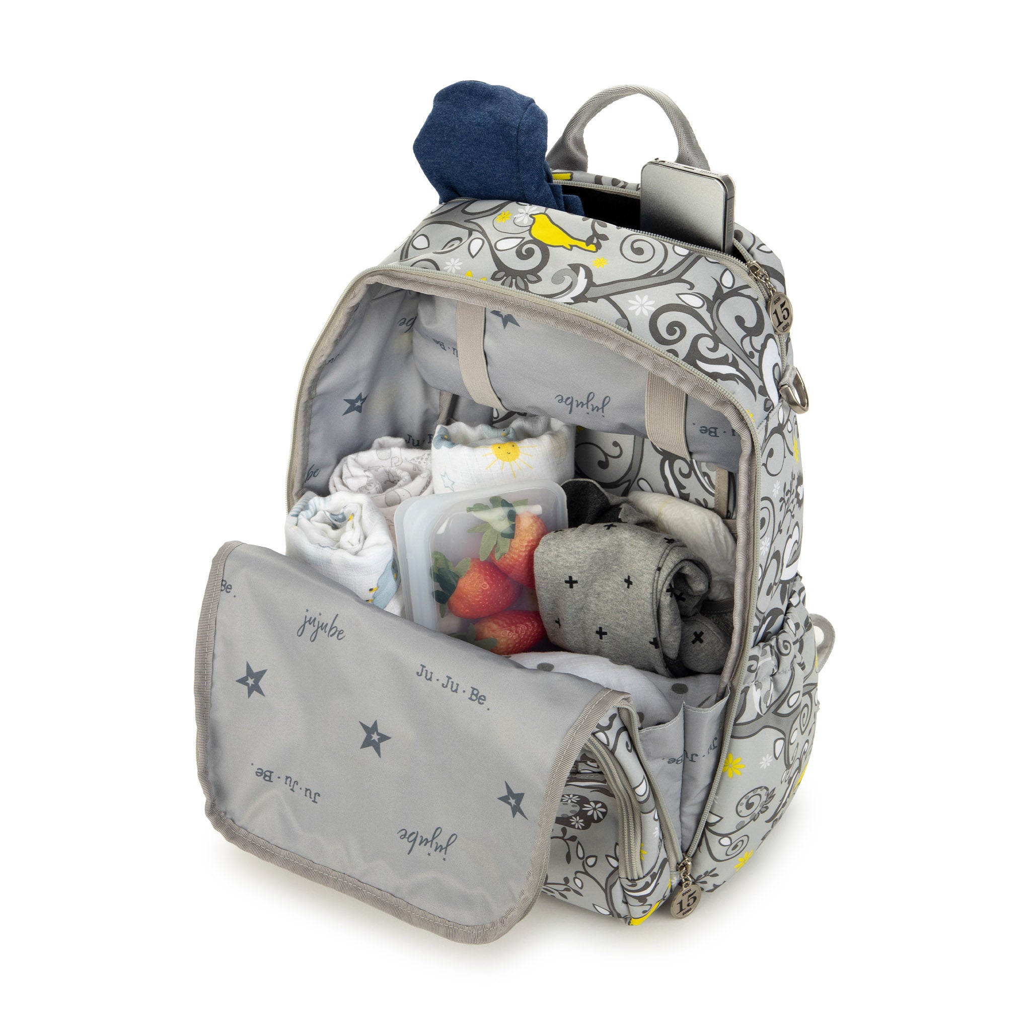 JuJuBe Tweeting Pretty Collection - Stylish & Functional Diaper Bag for Moms - Perfect for Travel, Work, and Everyday Use