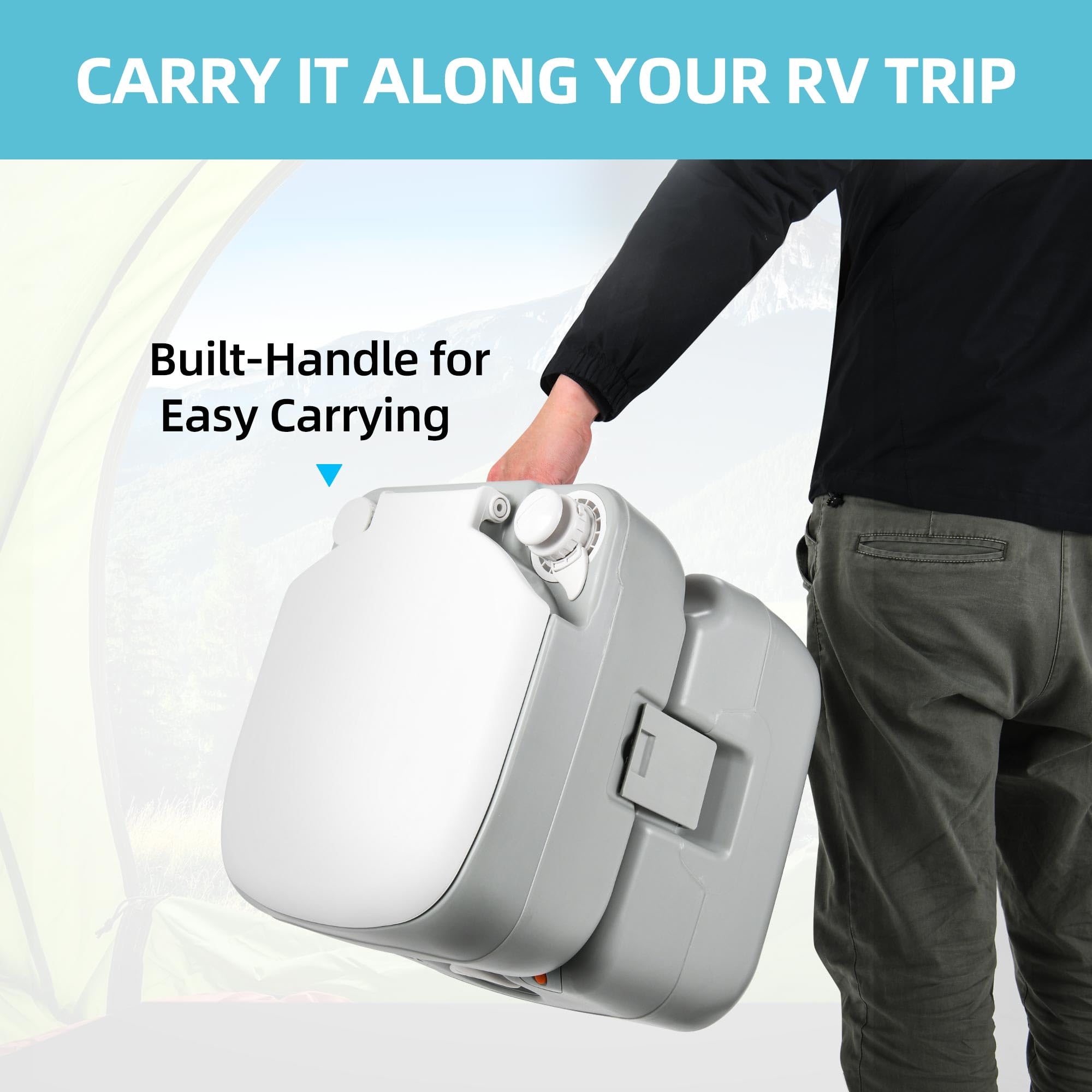 YITAMOTOR 5.8 Gallon Portable Toilet - Lightweight Camping & RV Toilet with Pump Handle, Level Indicator - Ideal for Motorhome Travel, Boating, Road Trips & Outdoor Adventures