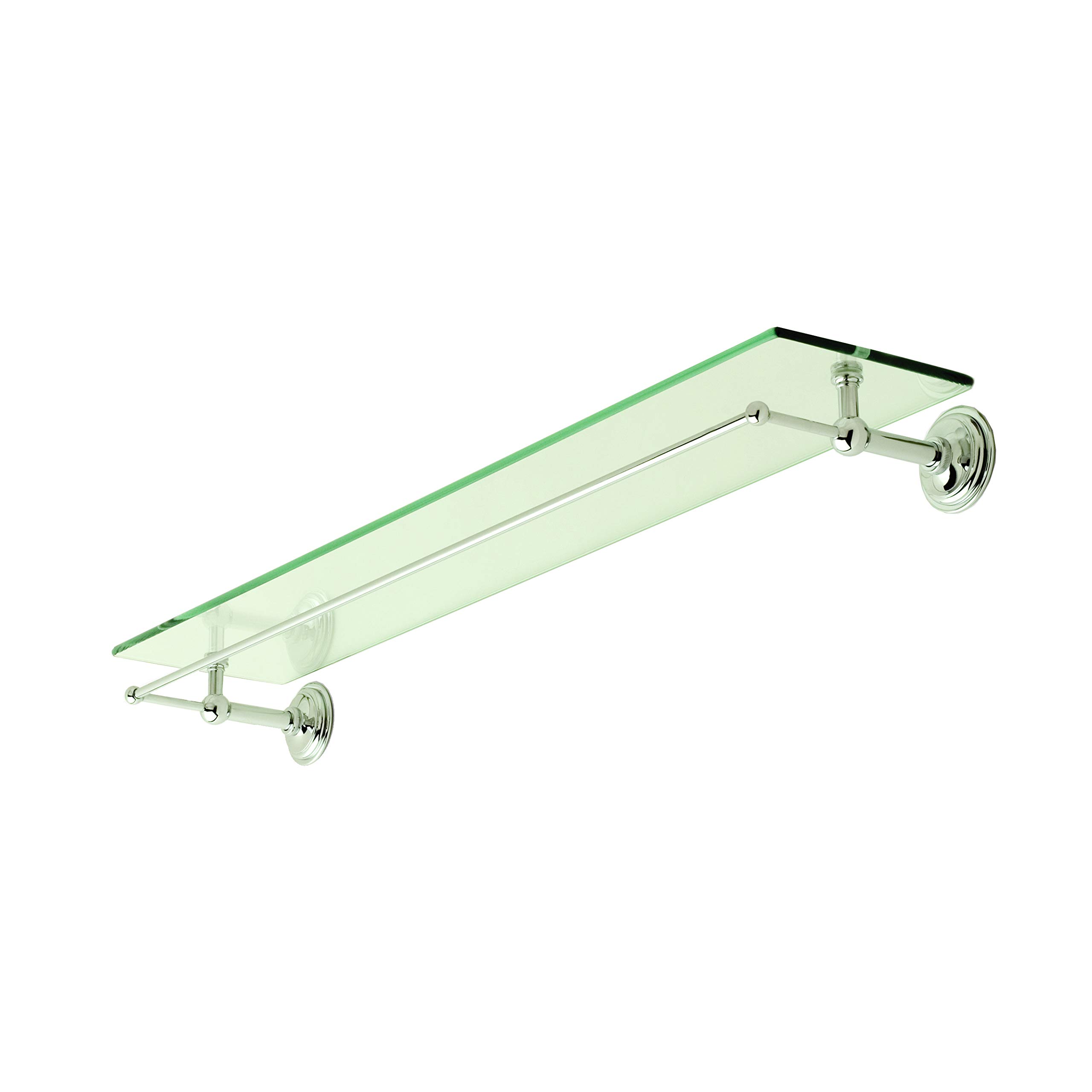 Ginger 2635T-24/PC London Terrace Bathroom Toiletry Shelf - 24 Inch Polished Chrome Glass Shelf with Straight Bar - Perfect for Shower Organizer, Bathroom Storage & Modern Home Decor