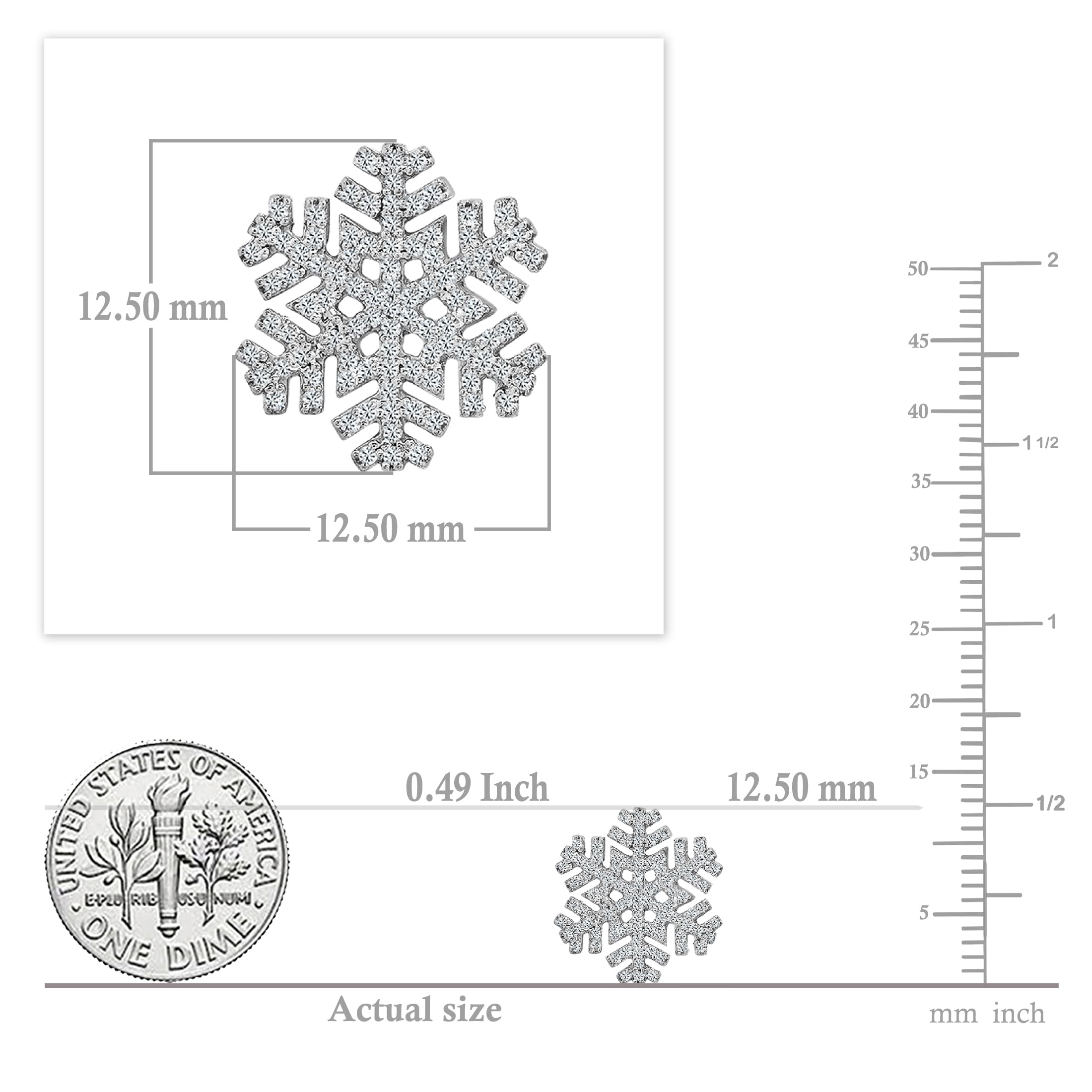 Dazzlingrock 0.35 Carat Round White Diamond Stud Earrings for Women - 925 Sterling Silver Snowflake Design - Perfect for Christmas Gifts, Anniversary & Special Occasions