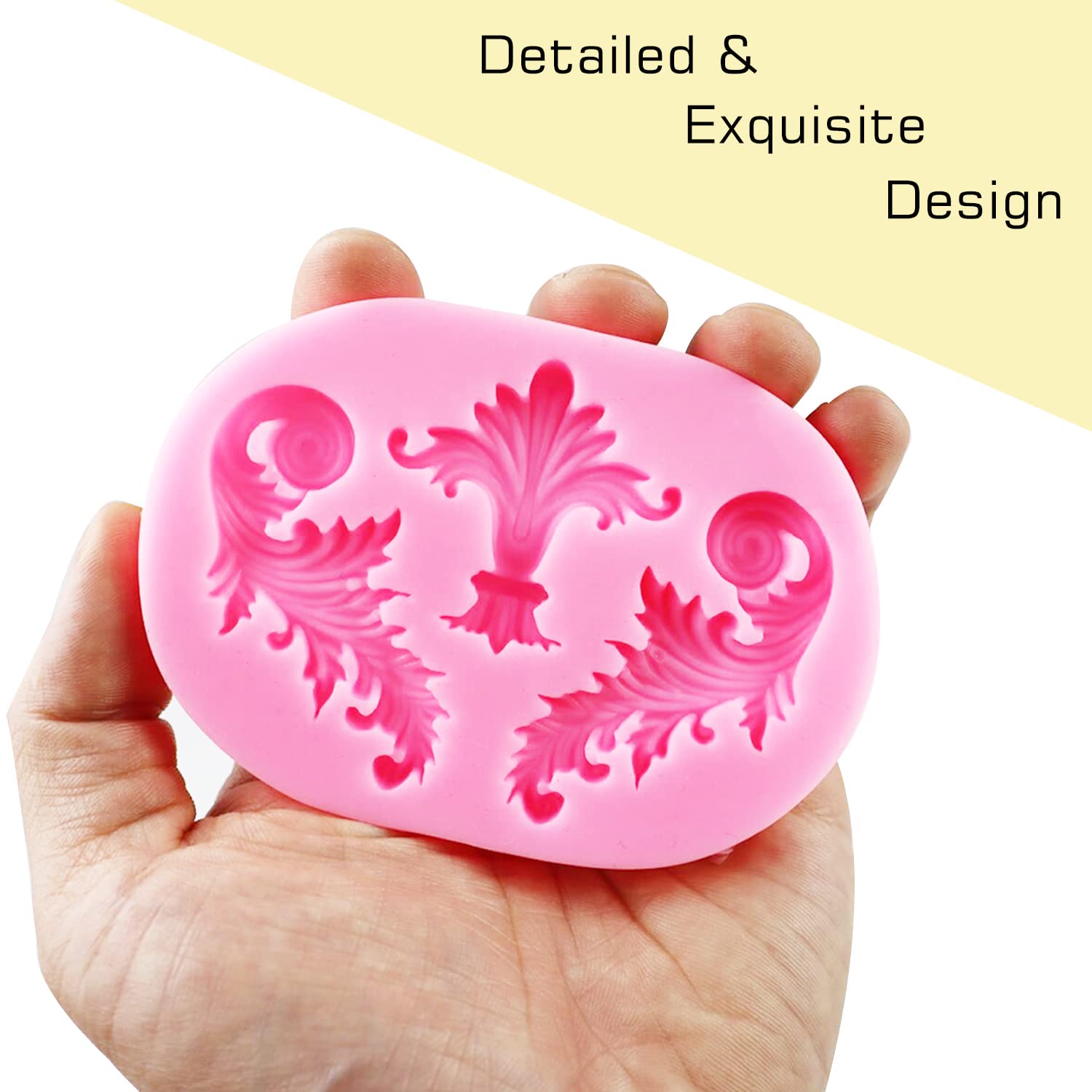 AIMEIKI 3D Baroque Silicone Fondant Molds - 3 Pack Scroll Border Lace Molds for Cake Decorating, Gum Paste, Chocolate & Candy Making - Perfect for Birthday, Wedding, Party & DIY Baking Projects