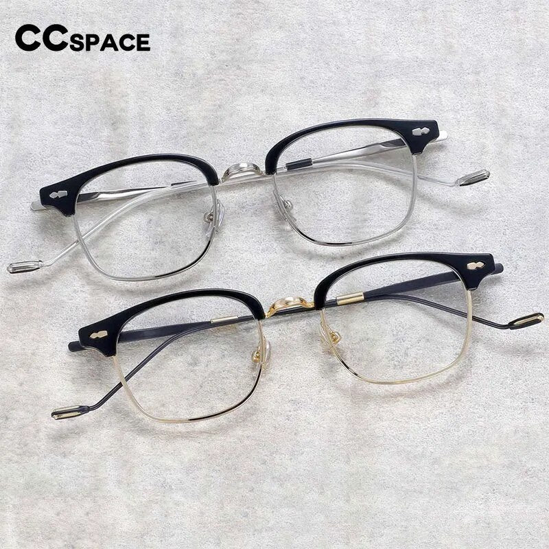 CCspace Women's Full Rim Square Acetate Reading Glasses - Lightweight Alloy Frame for Reading, Computer Work & Office Use - Style R49425