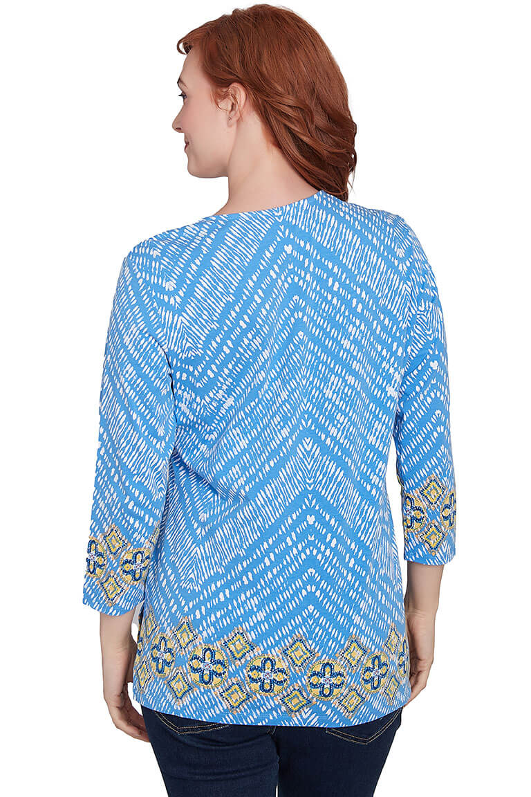 Bella Vista Beaded Medallion Top for Women - Bohemian Chic Blouse with Embellished Neckline - Perfect for Festivals, Parties & Summer Outfits