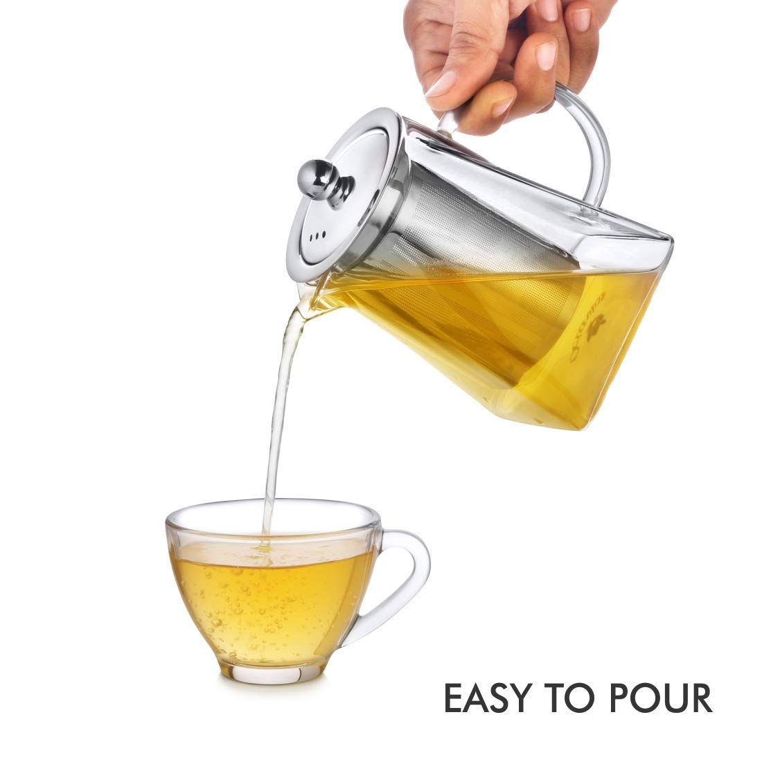 Premium Borosilicate Glass Pyramid Tea Pot with Removable Infuser & Lid - 720ml Heat-Resistant Teapot for Loose Leaf Tea | Perfect for Green Tea, Herbal Tea & Iced Tea | Ideal for 4 Cups | Elegant Home & Office Tea Brewing Accessory