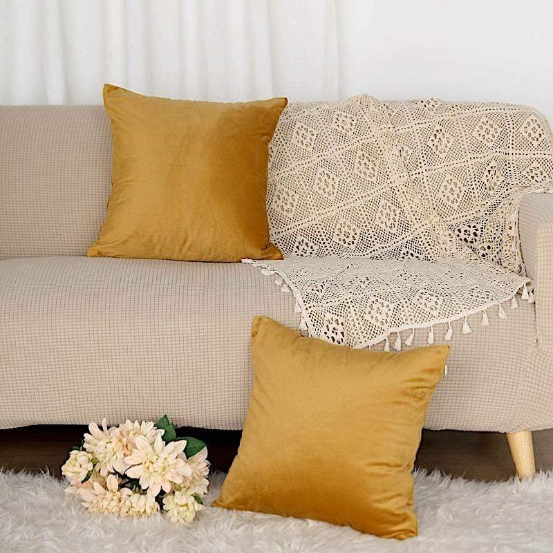 2 Pack Velvet 18x18 Inch Square Throw Pillow Covers - Soft Decorative Cushion Cases for Sofa, Bed, Living Room & Home Decor